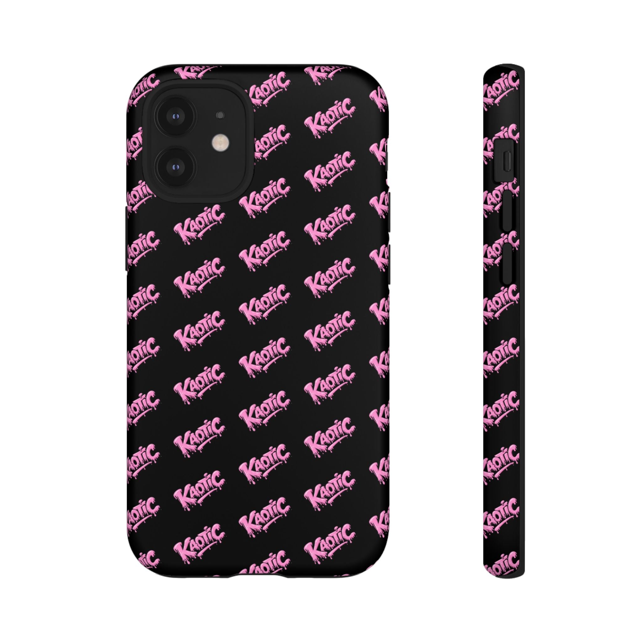 Phone Case — Black & Pink Repeating 'Krazie' Logo Protective Case