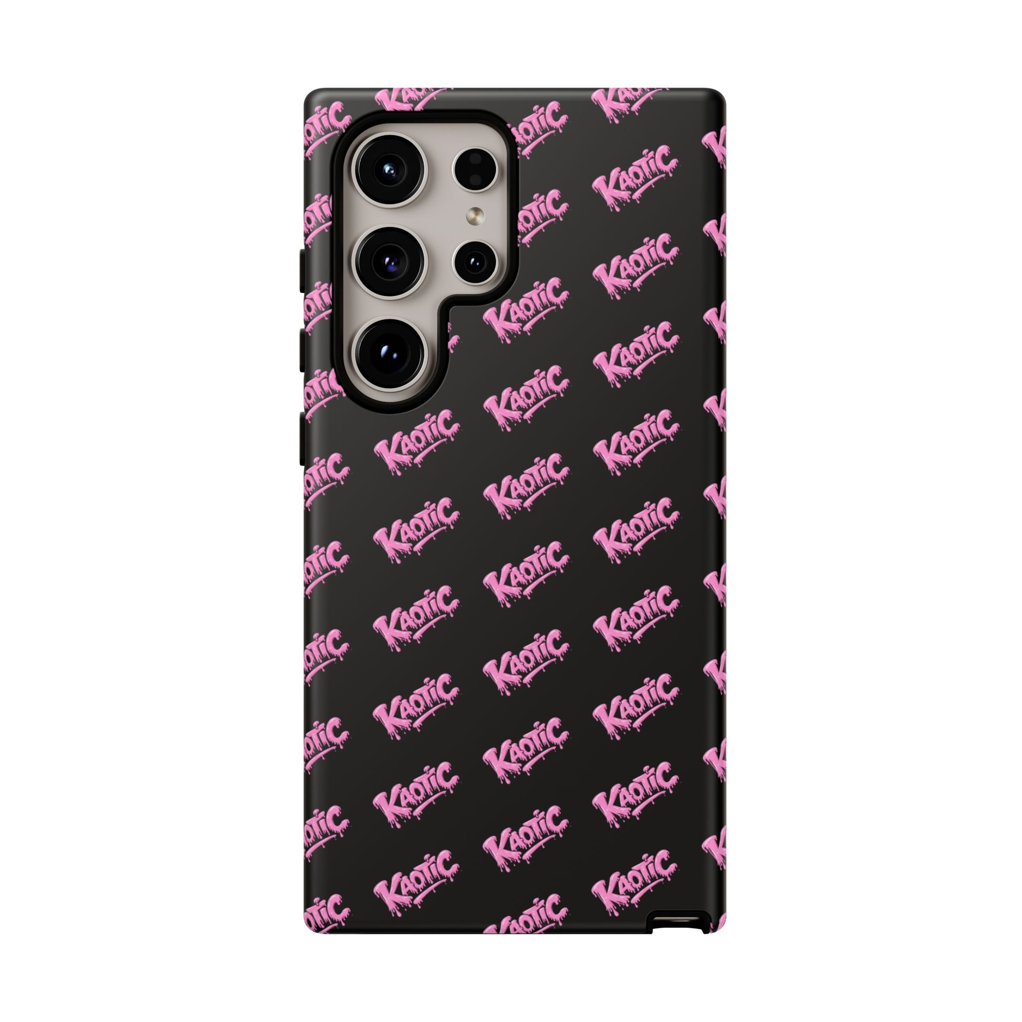 Phone Case — Black & Pink Repeating 'Krazie' Logo Protective Case