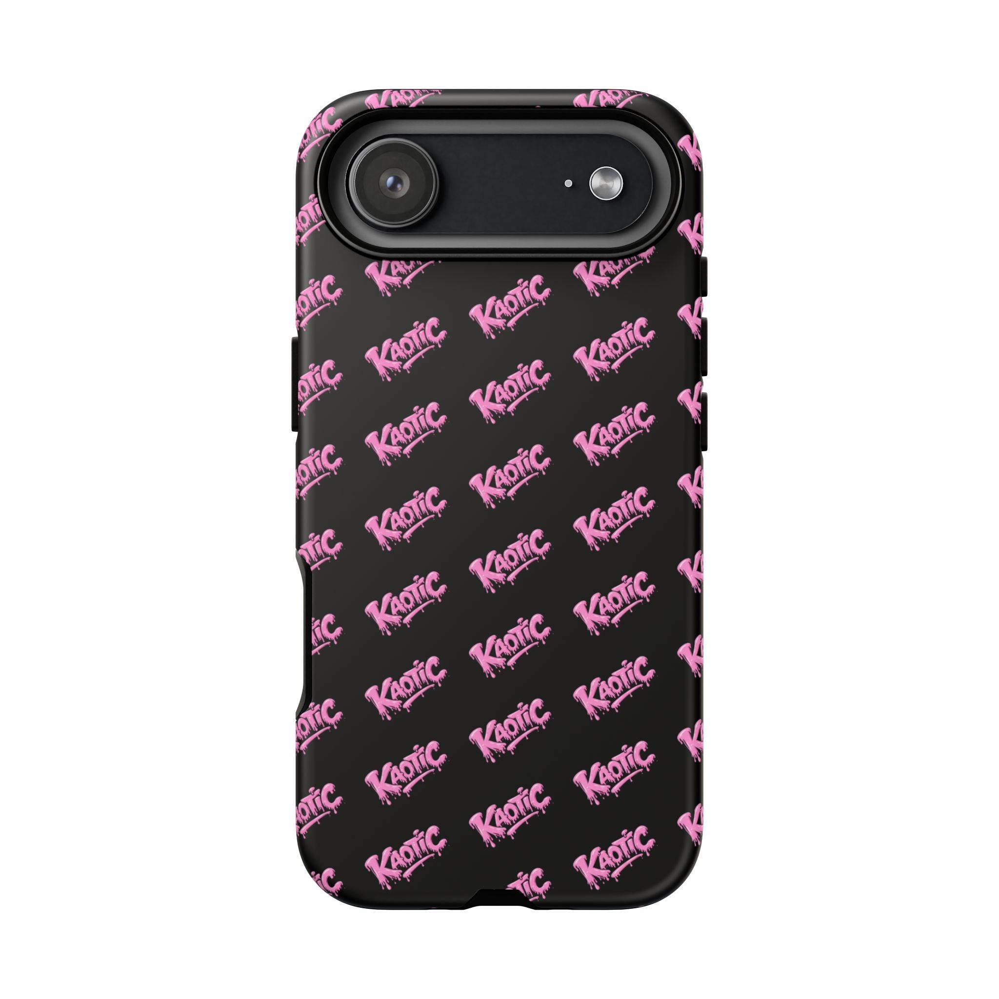Phone Case — Black & Pink Repeating 'Krazie' Logo Protective Case