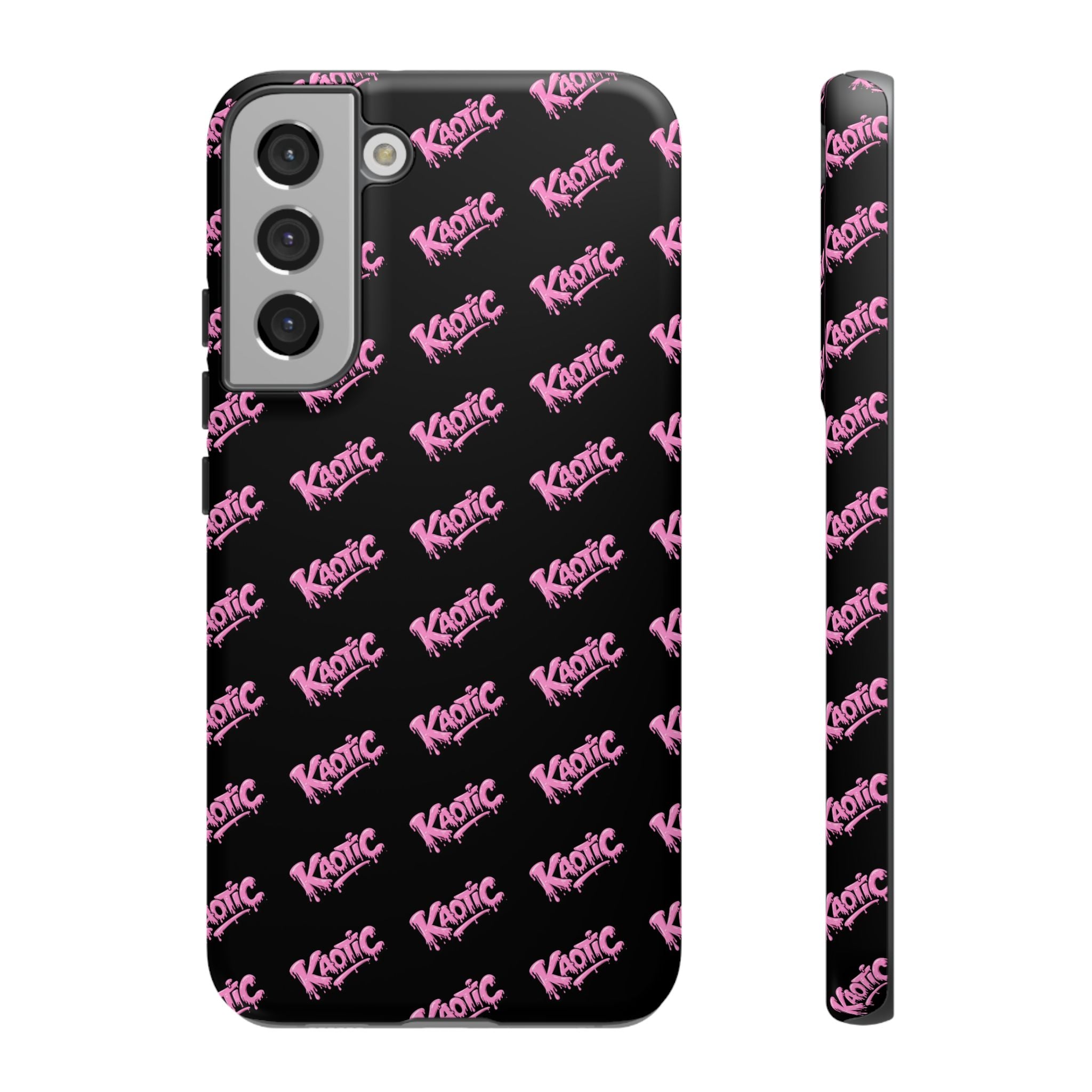 Phone Case — Black & Pink Repeating 'Krazie' Logo Protective Case