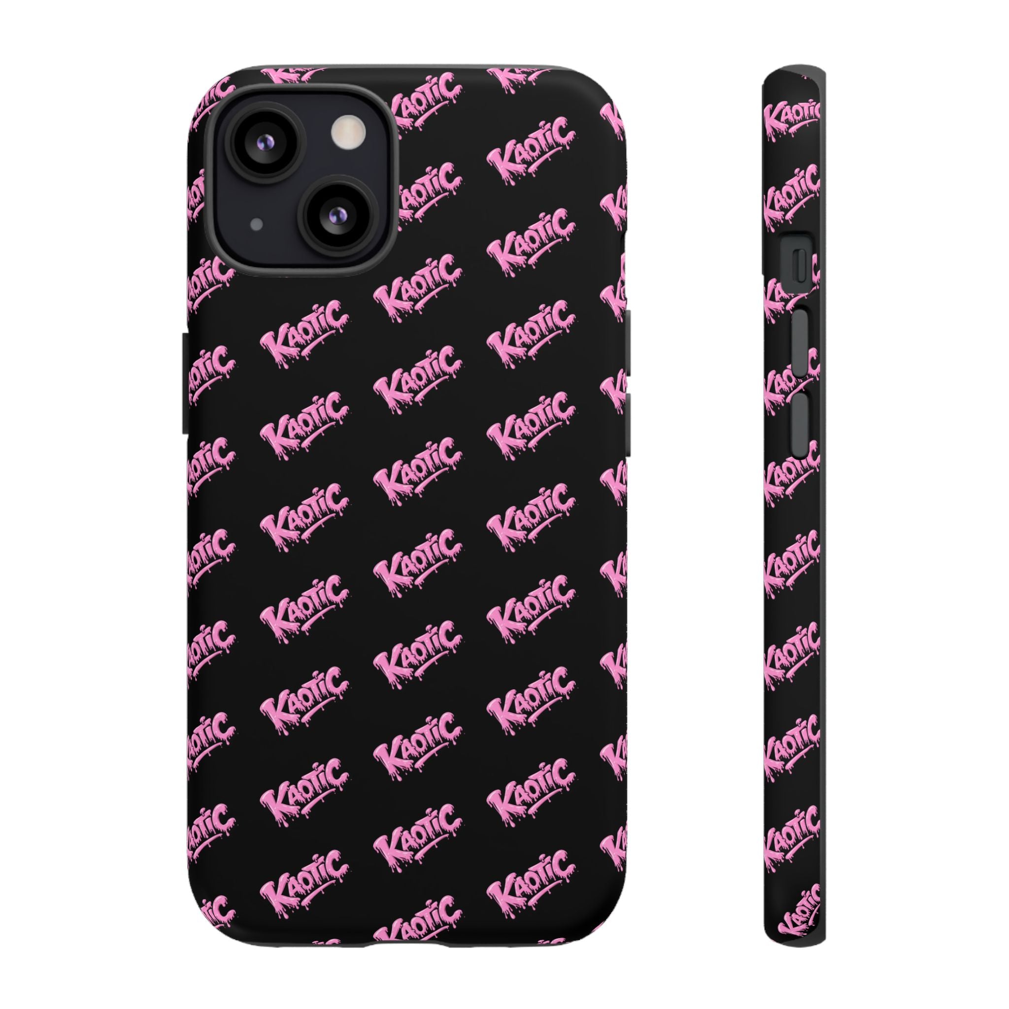 Phone Case — Black & Pink Repeating 'Krazie' Logo Protective Case
