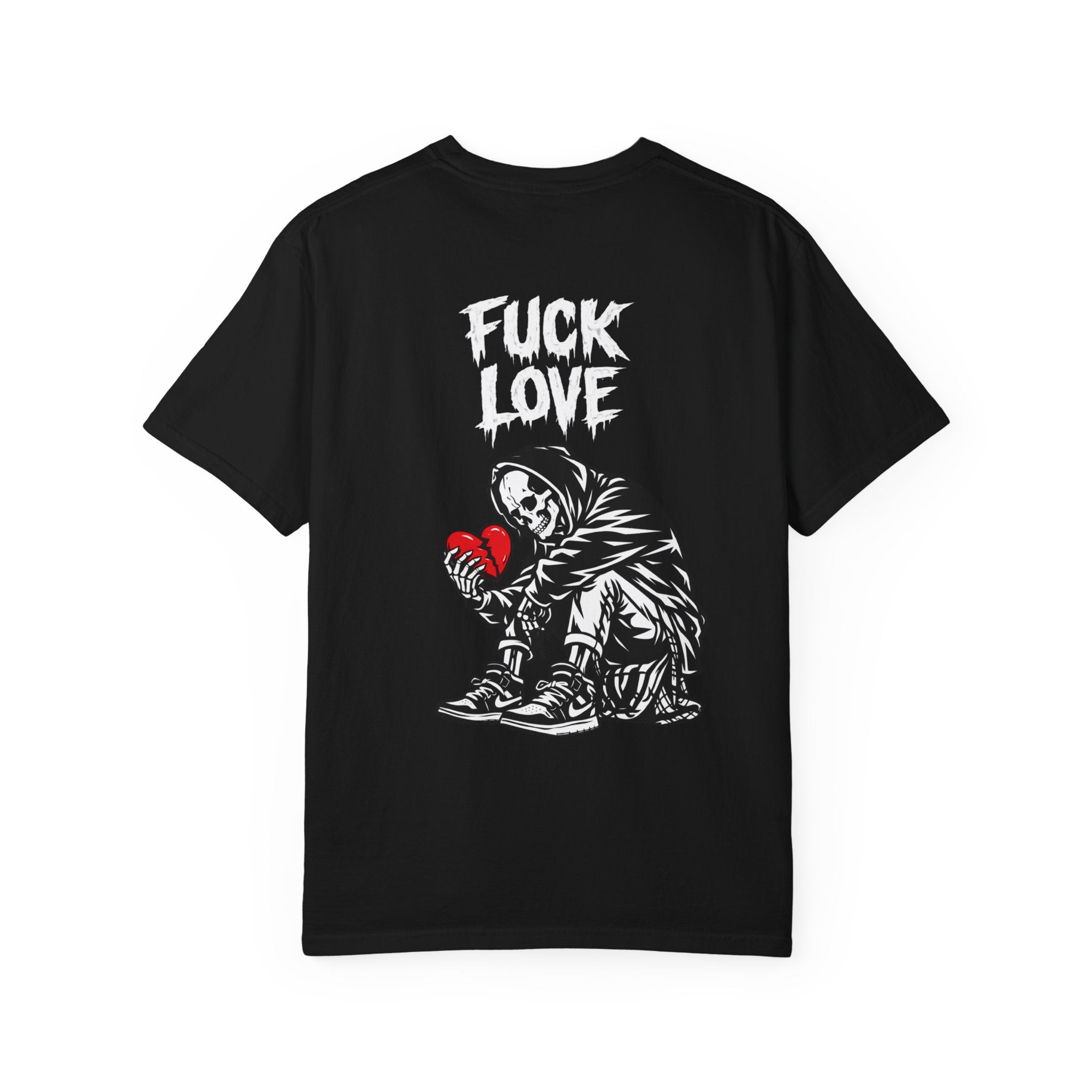 Fuck Love T-Shirt — Streetwear Graphic Tee with Grim Reaper Holding Broken Heart