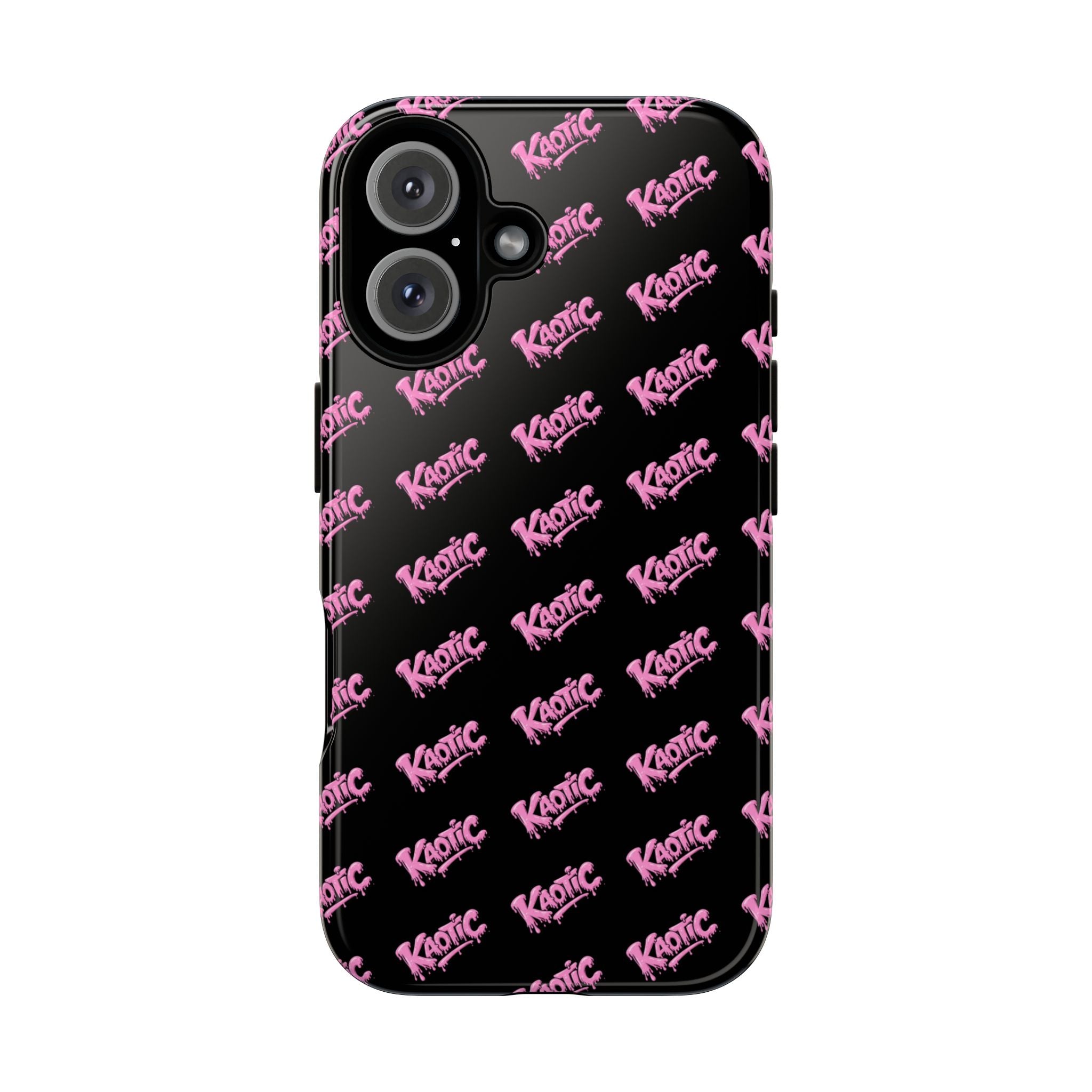 Phone Case — Black & Pink Repeating 'Krazie' Logo Protective Case