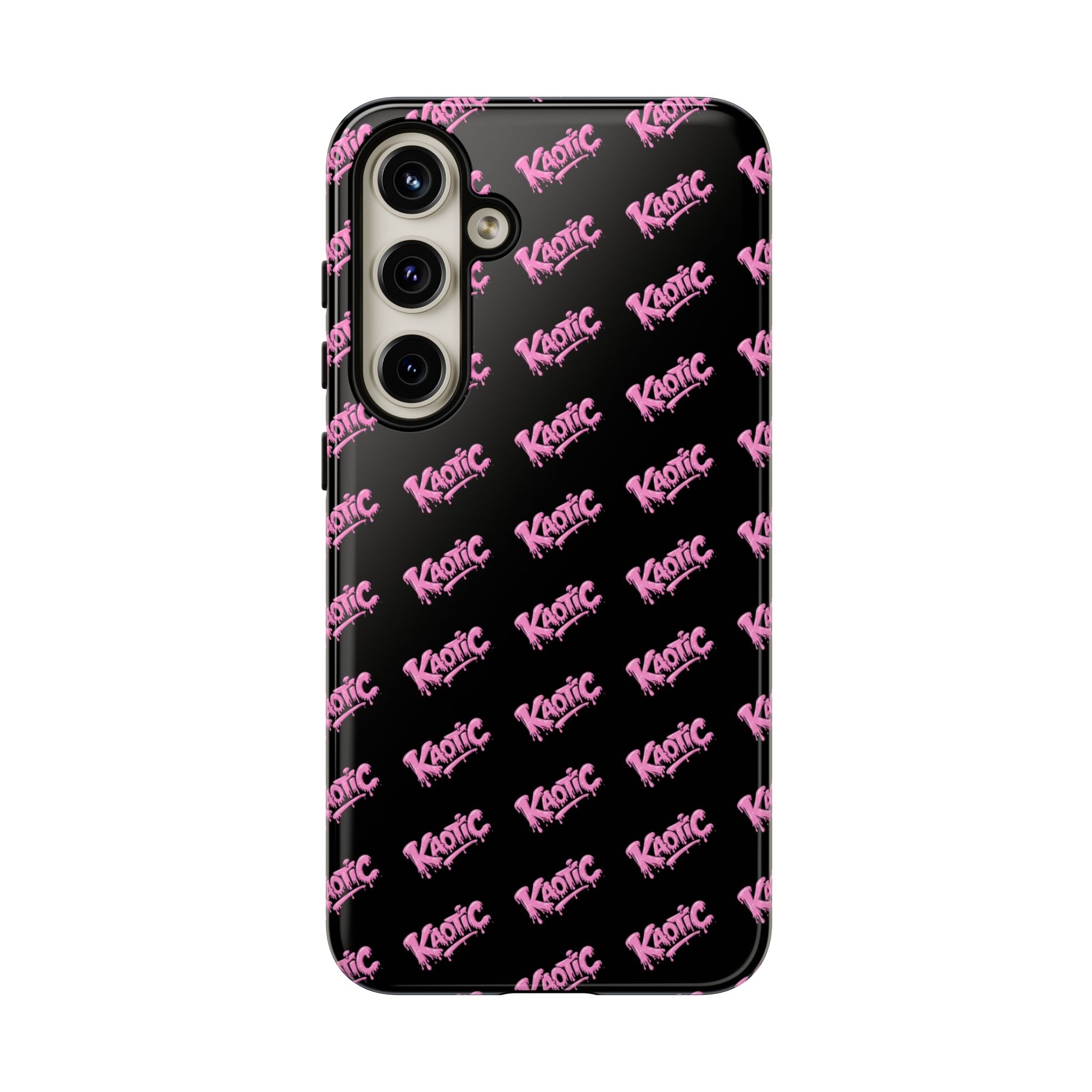 Phone Case — Black & Pink Repeating 'Krazie' Logo Protective Case
