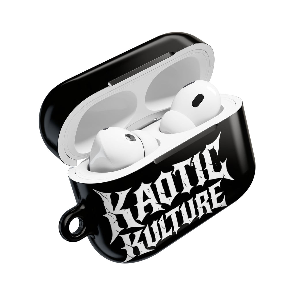 Kaotic Kulture AirPod Case — Black Gothic Script Protective Cover
