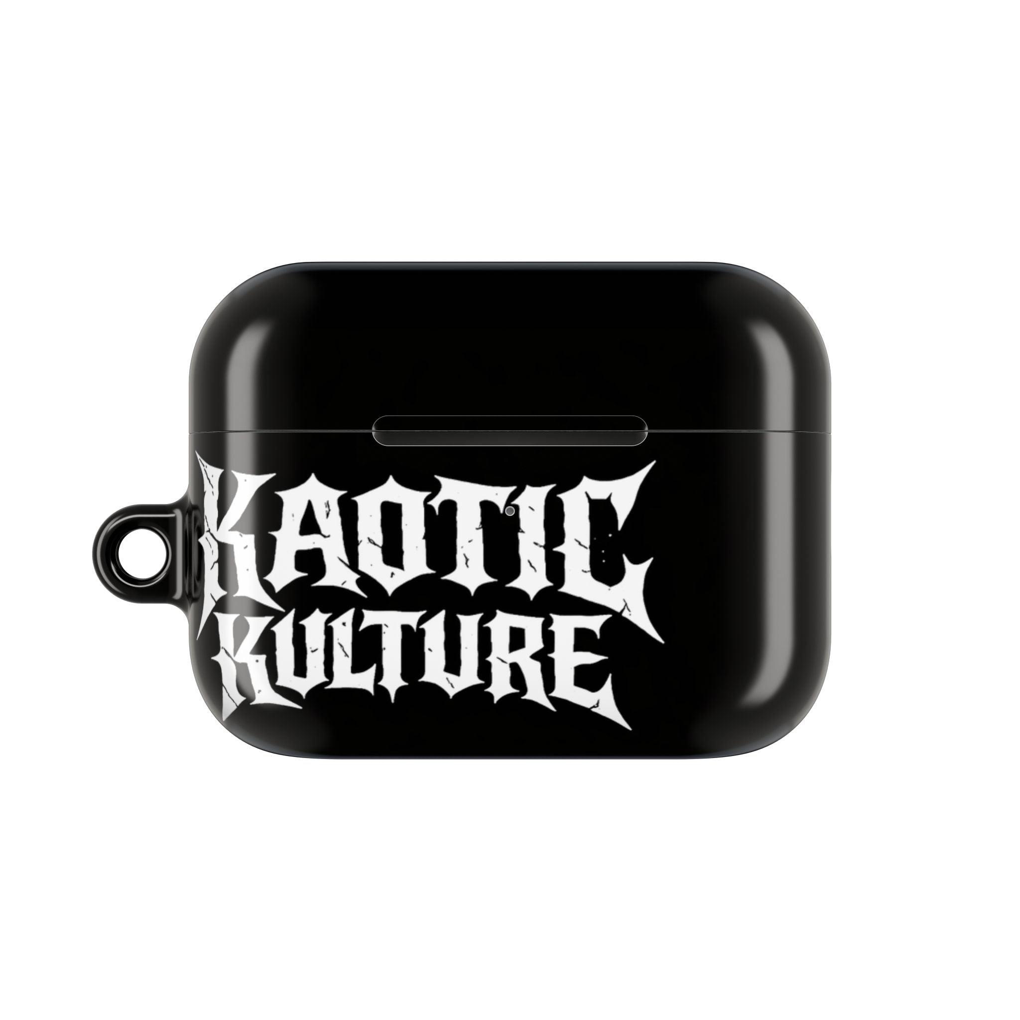 Kaotic Kulture AirPod Case — Black Gothic Script Protective Cover