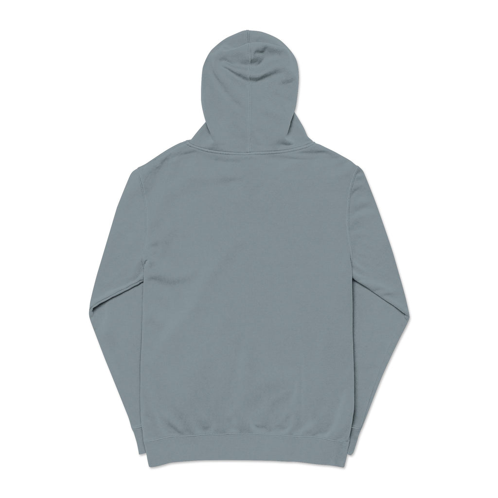 Minimal 'Koustic Nature' Pigment-Dyed Hoodie – Soft Vintage Blue