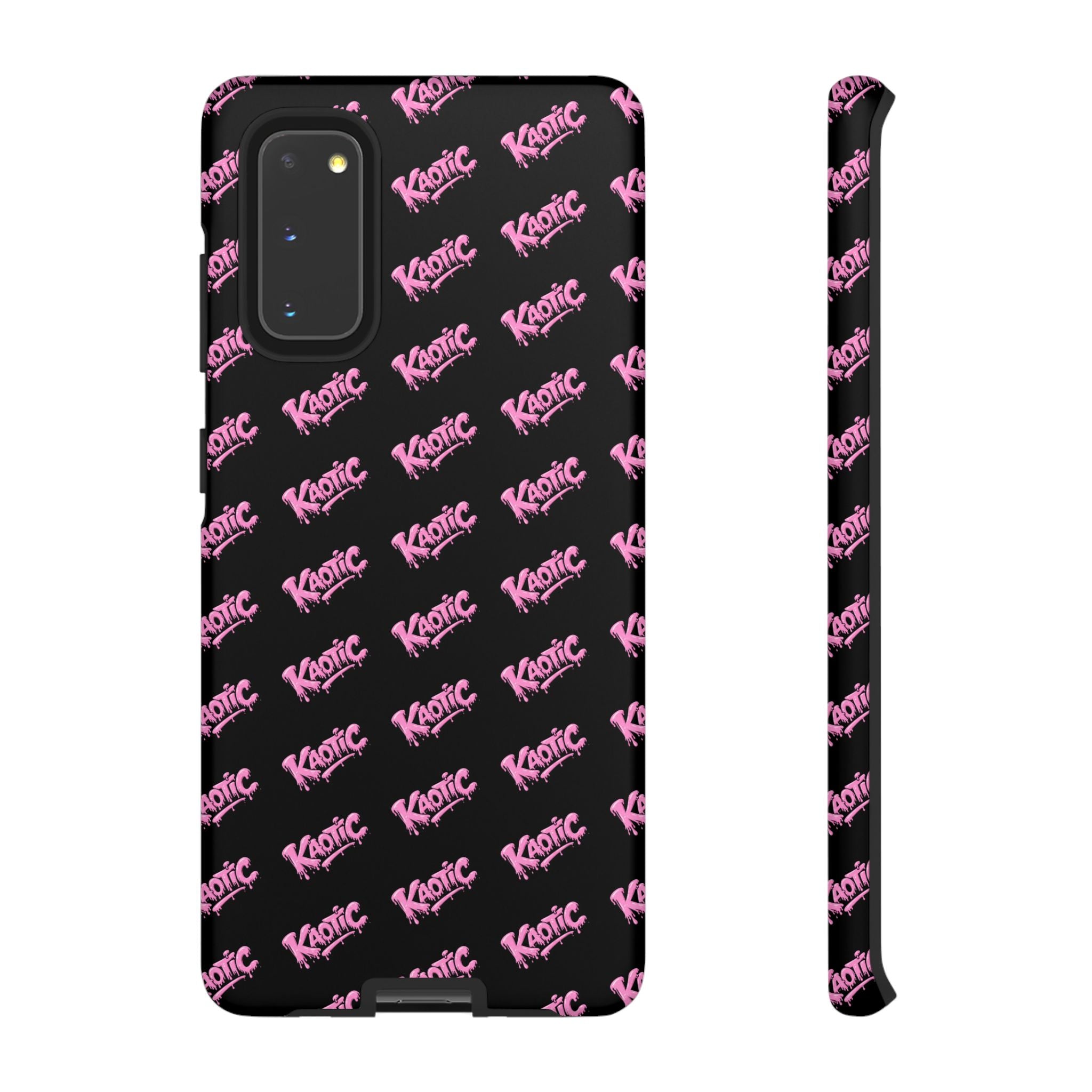 Phone Case — Black & Pink Repeating 'Krazie' Logo Protective Case