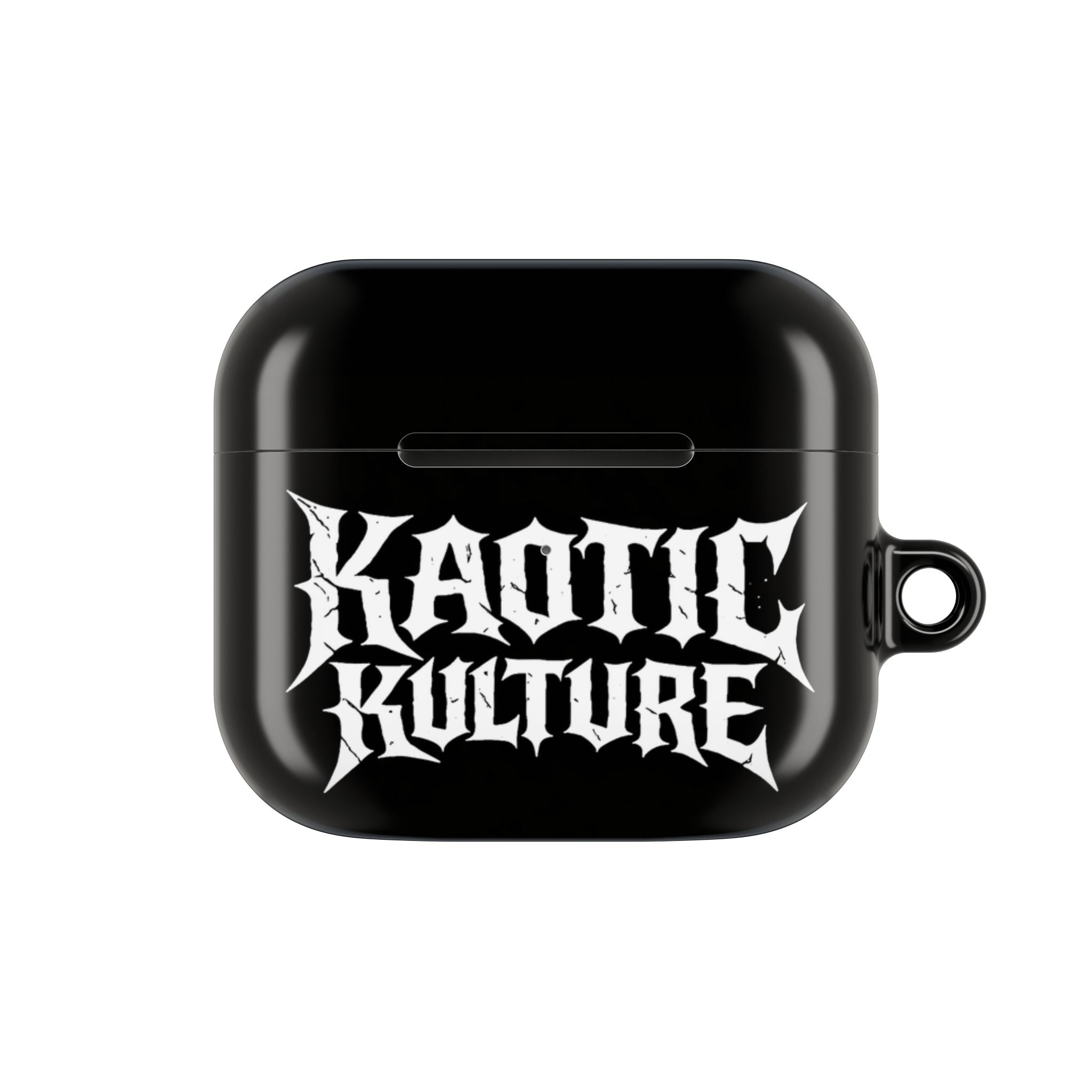 Kaotic Kulture AirPod Case — Black Gothic Script Protective Cover