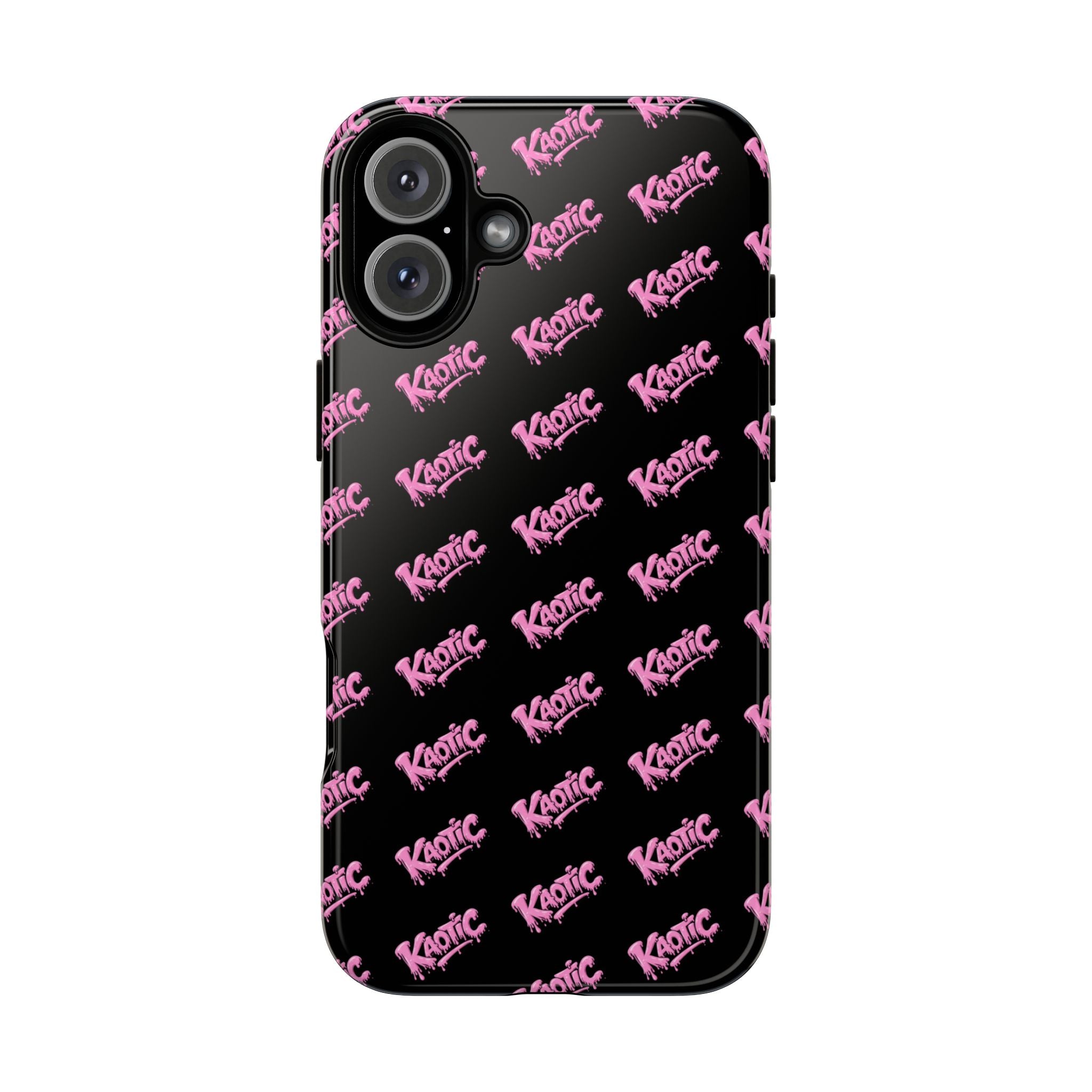 Phone Case — Black & Pink Repeating 'Krazie' Logo Protective Case