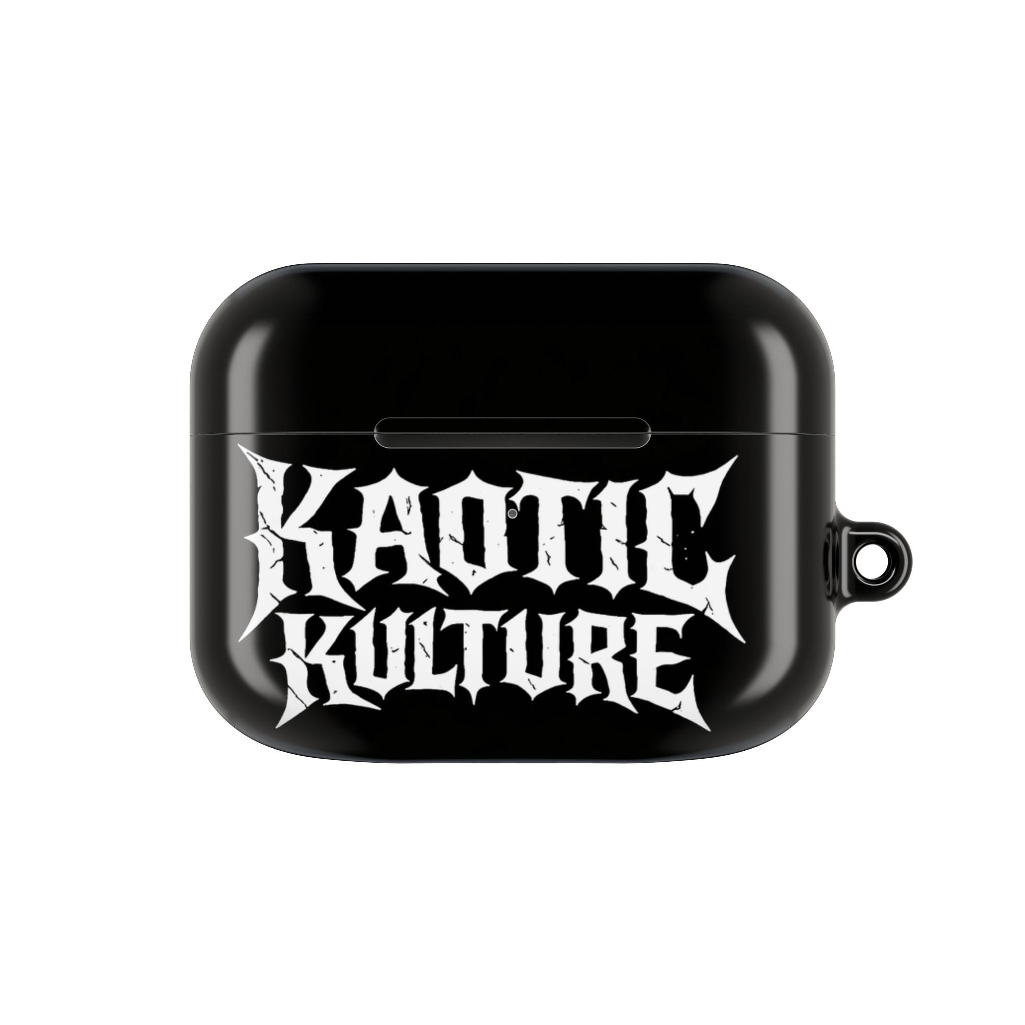 Kaotic Kulture AirPod Case — Black Gothic Script Protective Cover