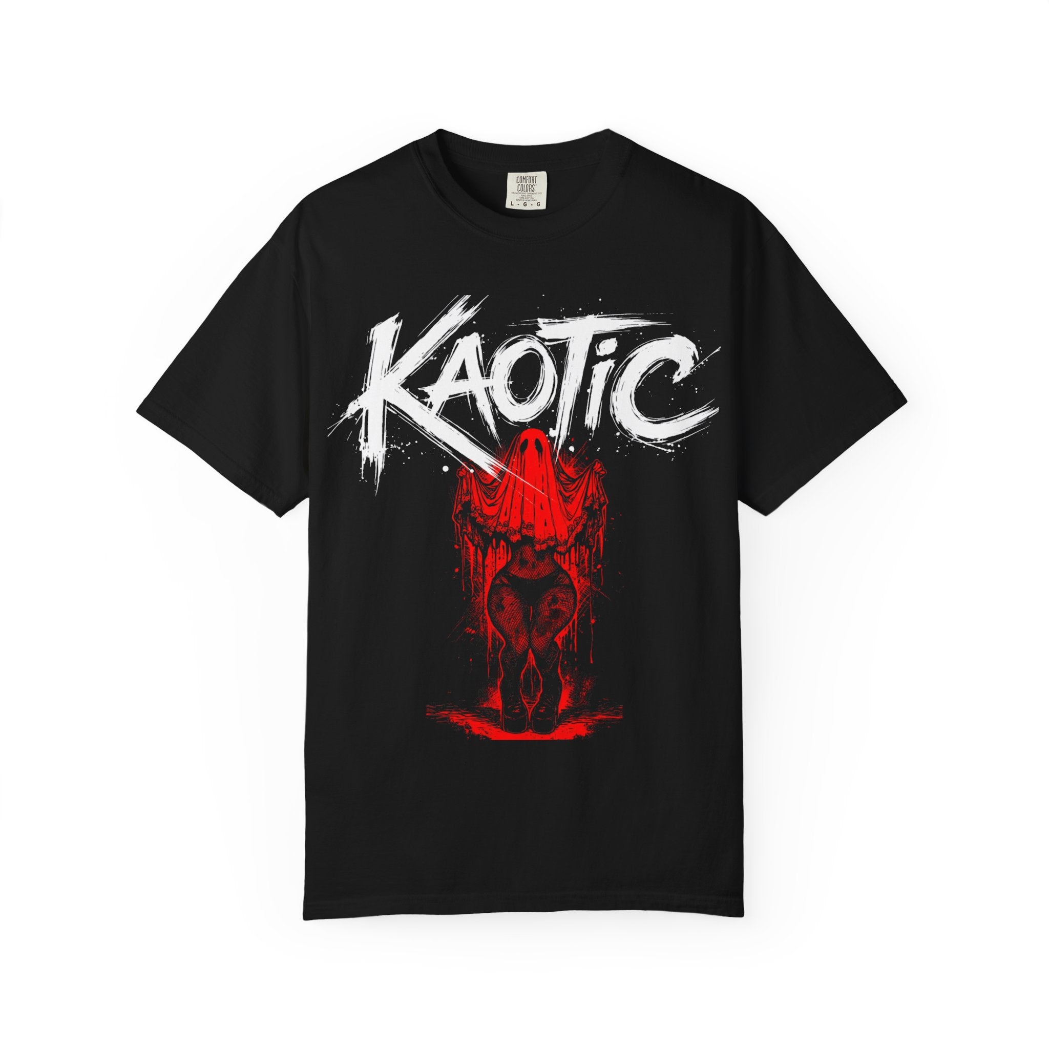 Kaotic Skull Graphic T-Shirt — Red Horror Band Tee