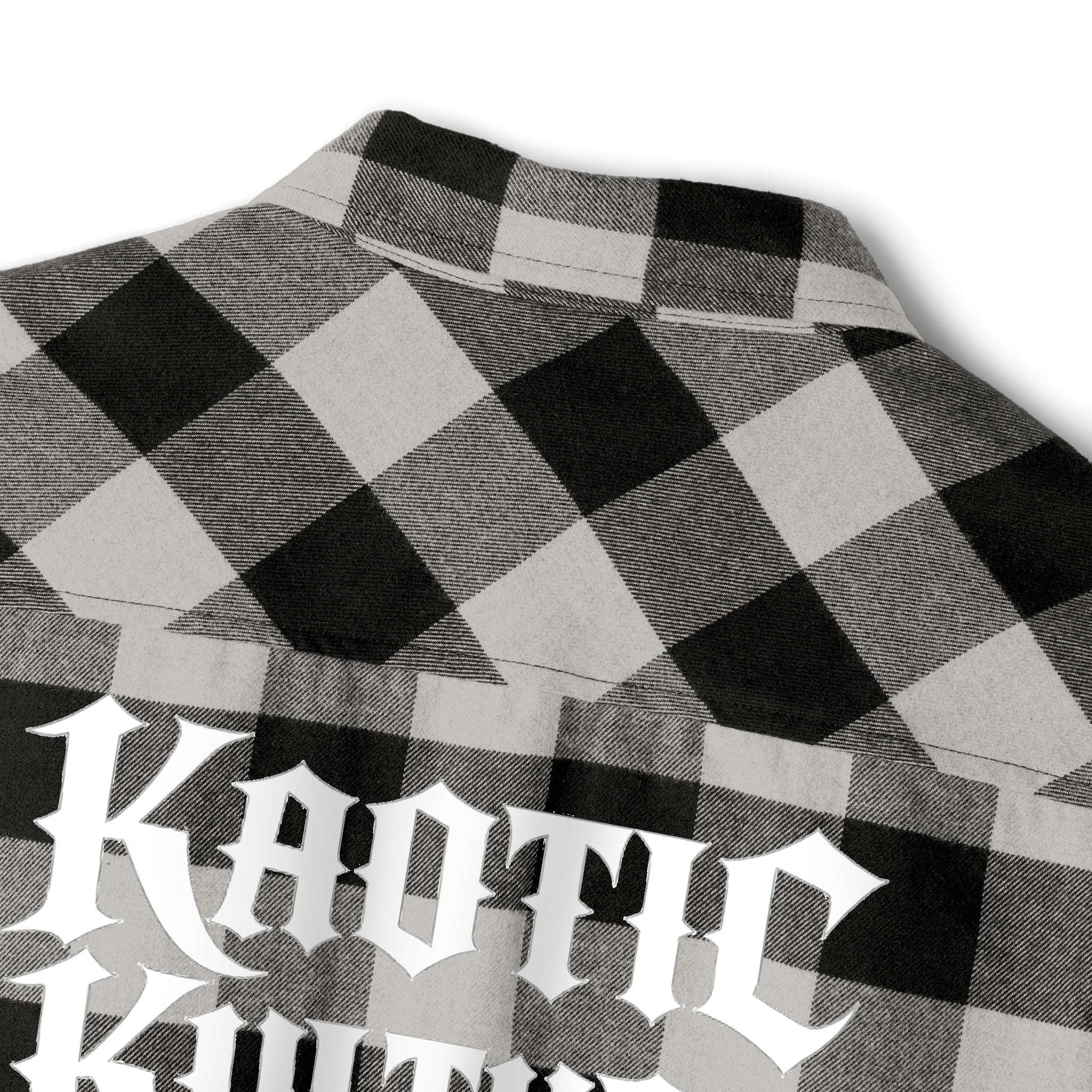 Knotic Kulture Plaid Flannel Shirt — Gothic Logo Buffalo Check Button-Up