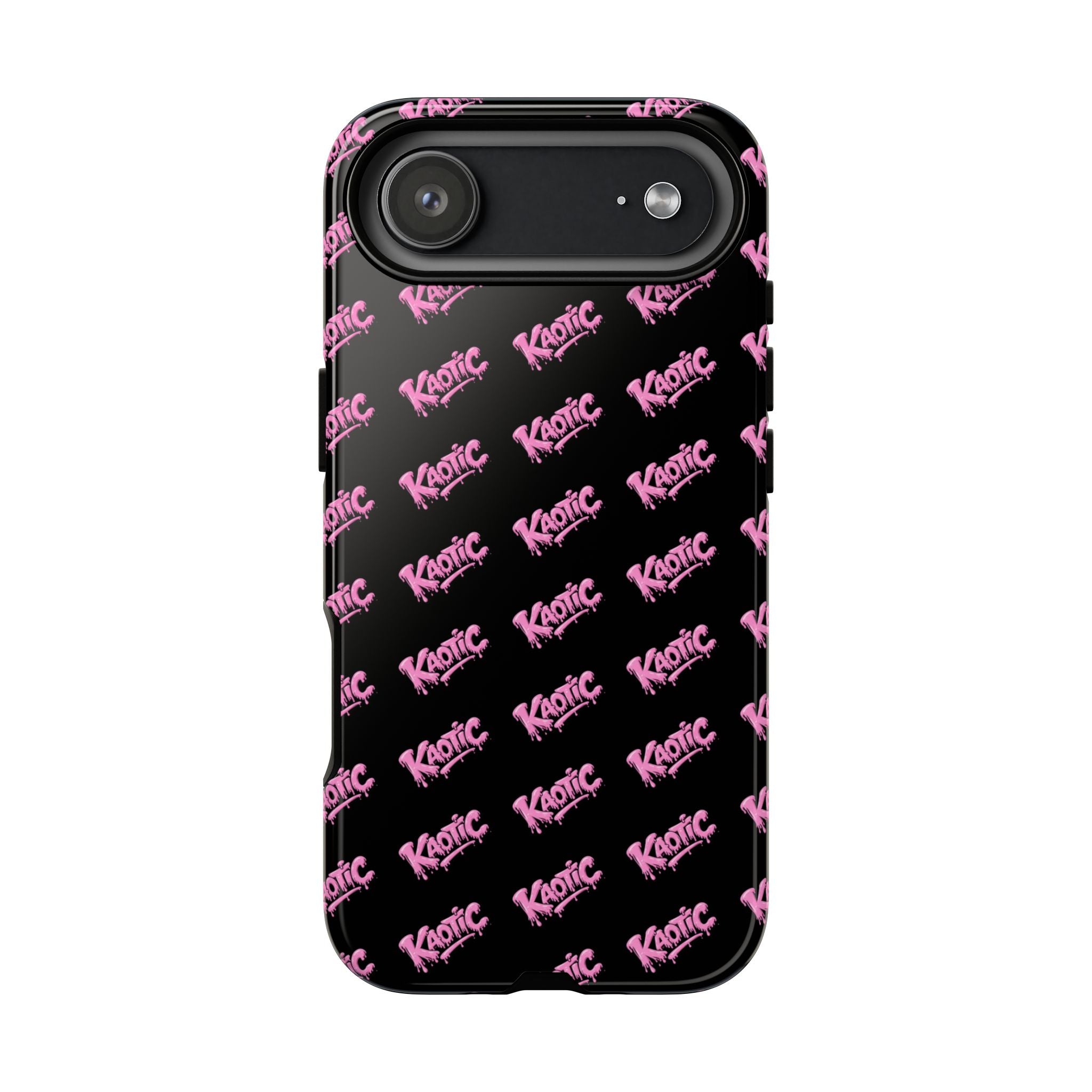 Phone Case — Black & Pink Repeating 'Krazie' Logo Protective Case