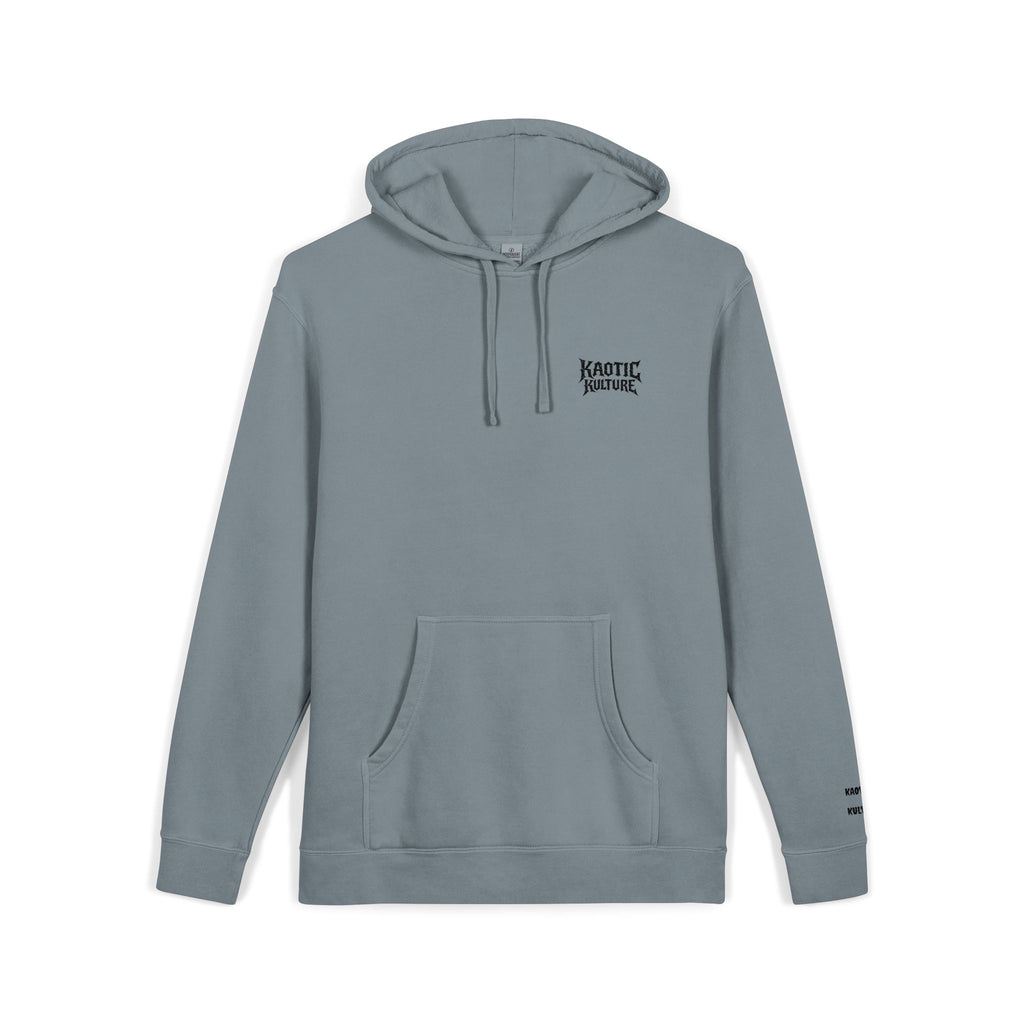 Minimal 'Koustic Nature' Pigment-Dyed Hoodie – Soft Vintage Blue