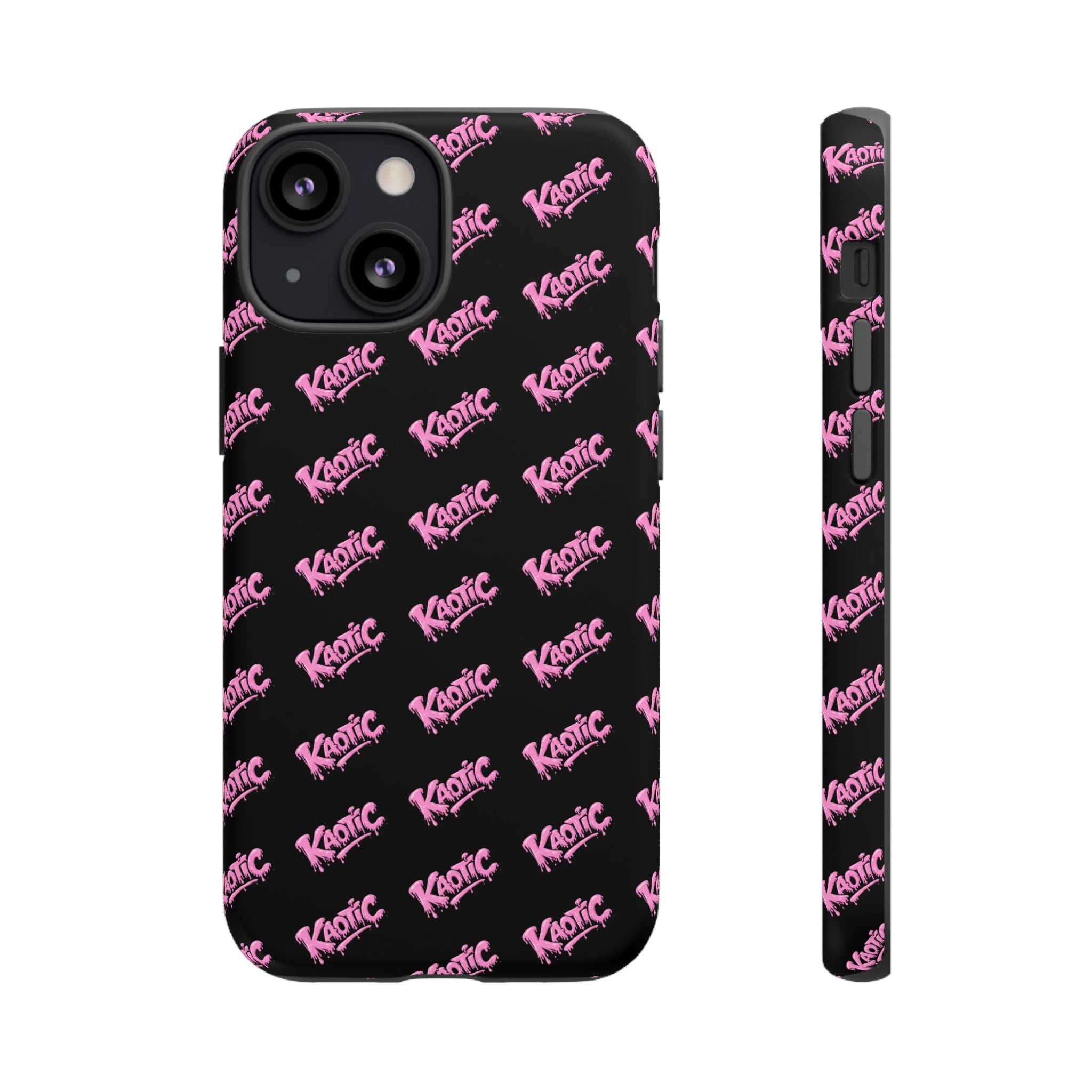 Phone Case — Black & Pink Repeating 'Krazie' Logo Protective Case