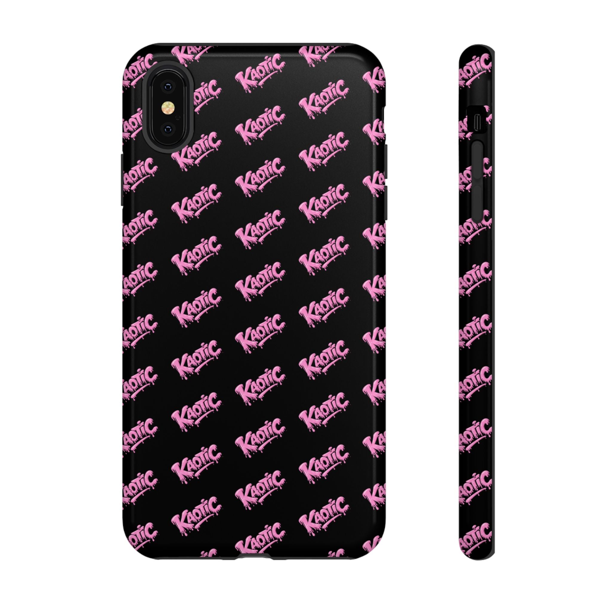Phone Case — Black & Pink Repeating 'Krazie' Logo Protective Case