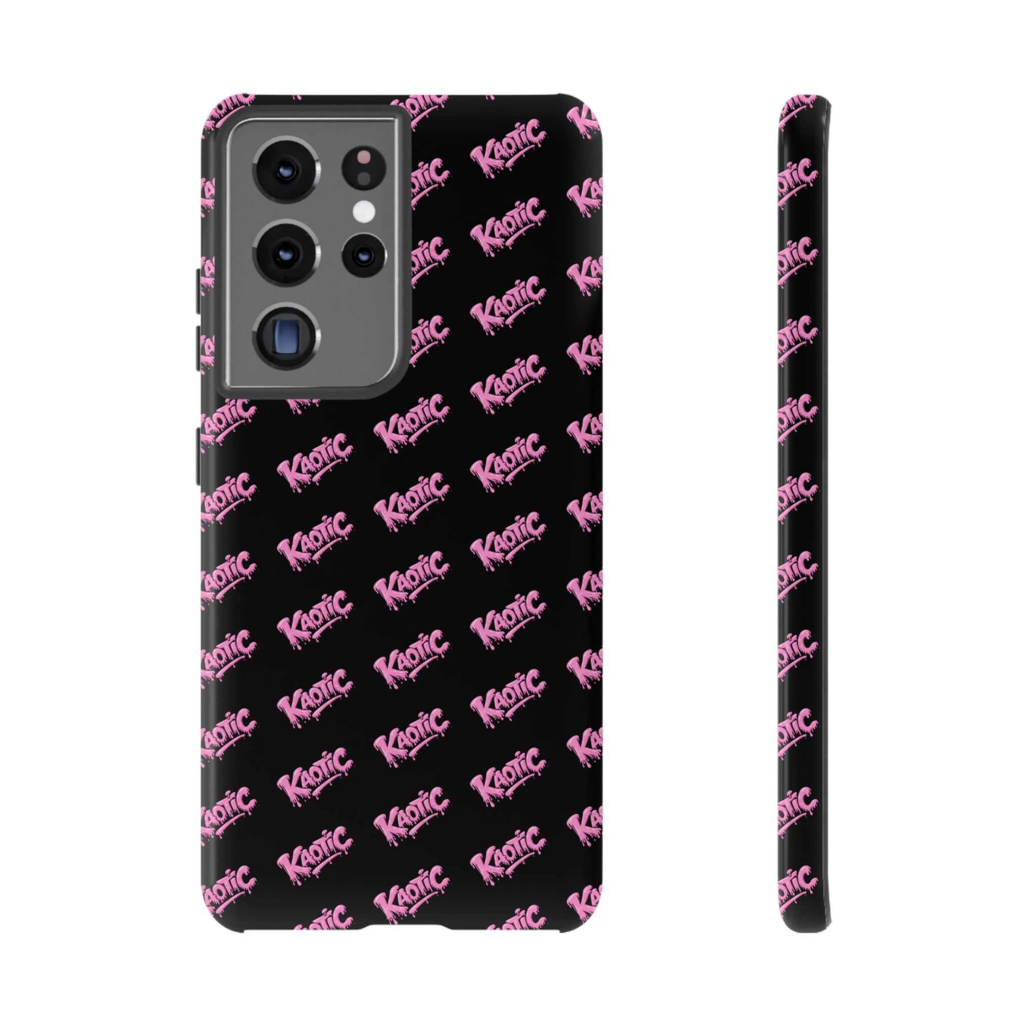 Phone Case — Black & Pink Repeating 'Krazie' Logo Protective Case