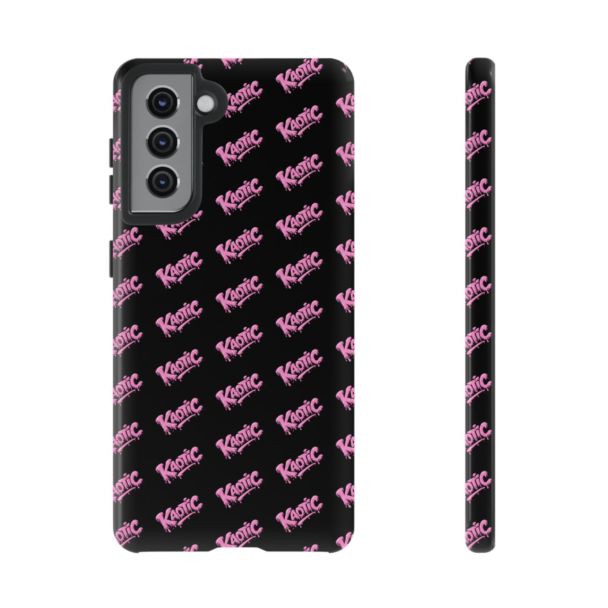 Phone Case — Black & Pink Repeating 'Krazie' Logo Protective Case