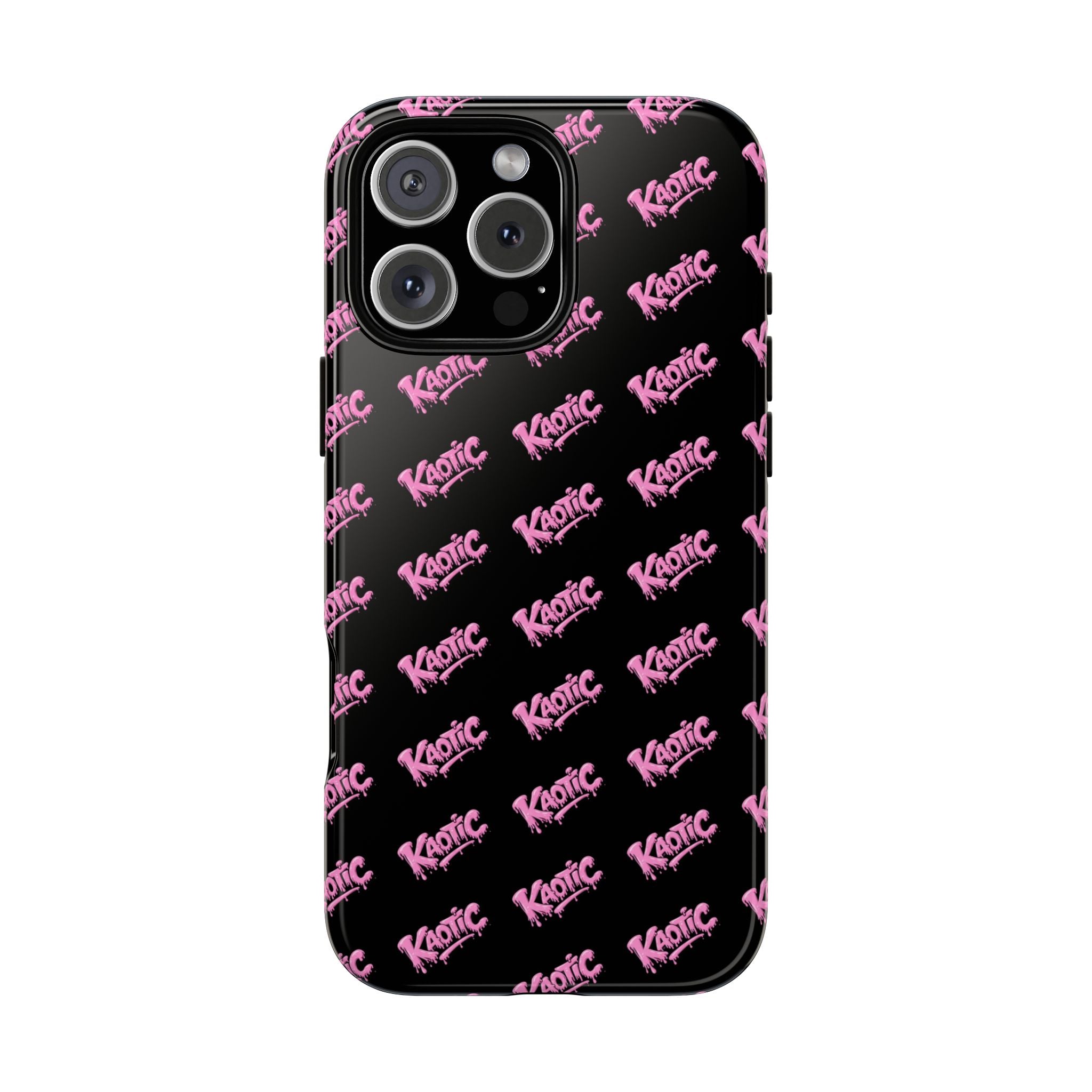 Phone Case — Black & Pink Repeating 'Krazie' Logo Protective Case