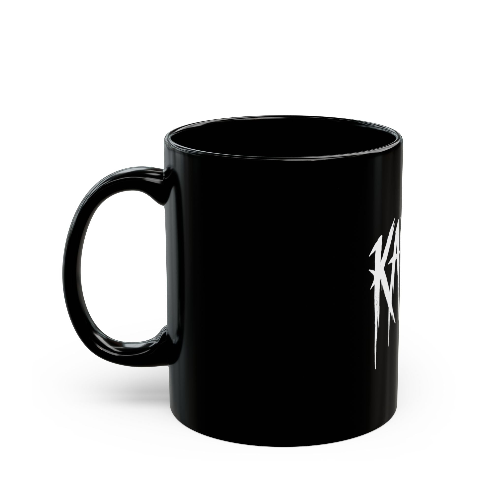 Kaotic Black Coffee Mug — Gothic Drip Logo Ceramic Mug (11oz & 15oz)