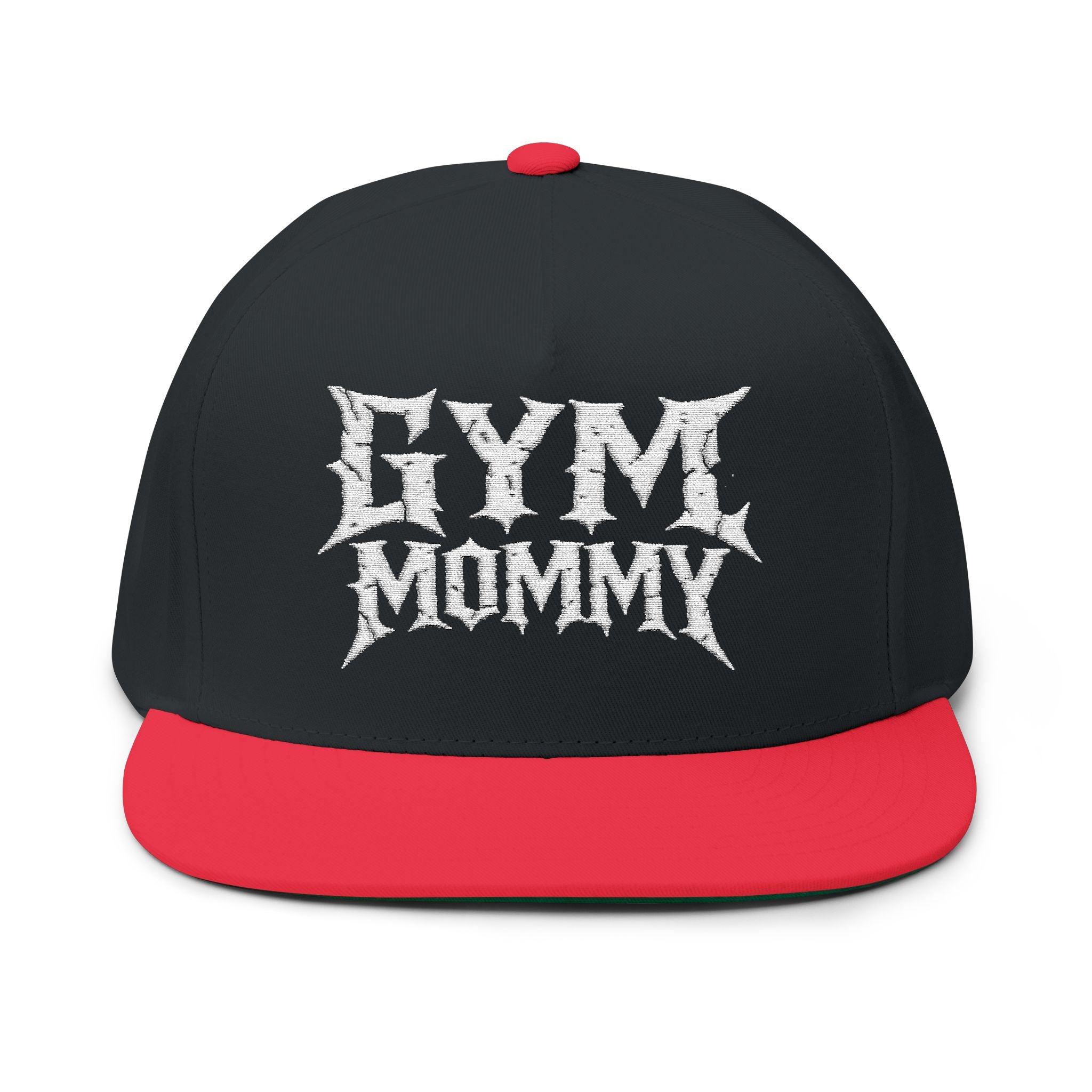Gym Mommy Flat Bill Cap — Embroidered Rock-Style Fitness Hat for Active Moms