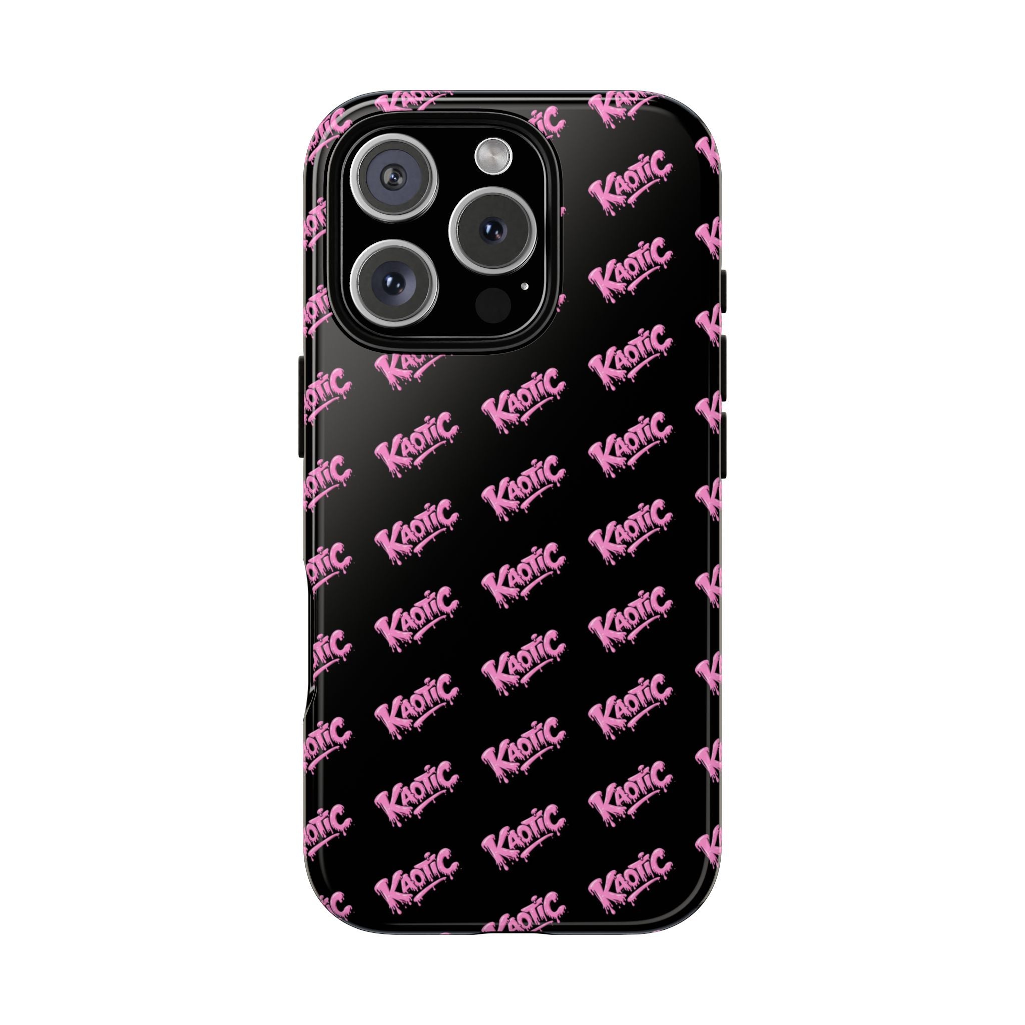 Phone Case — Black & Pink Repeating 'Krazie' Logo Protective Case