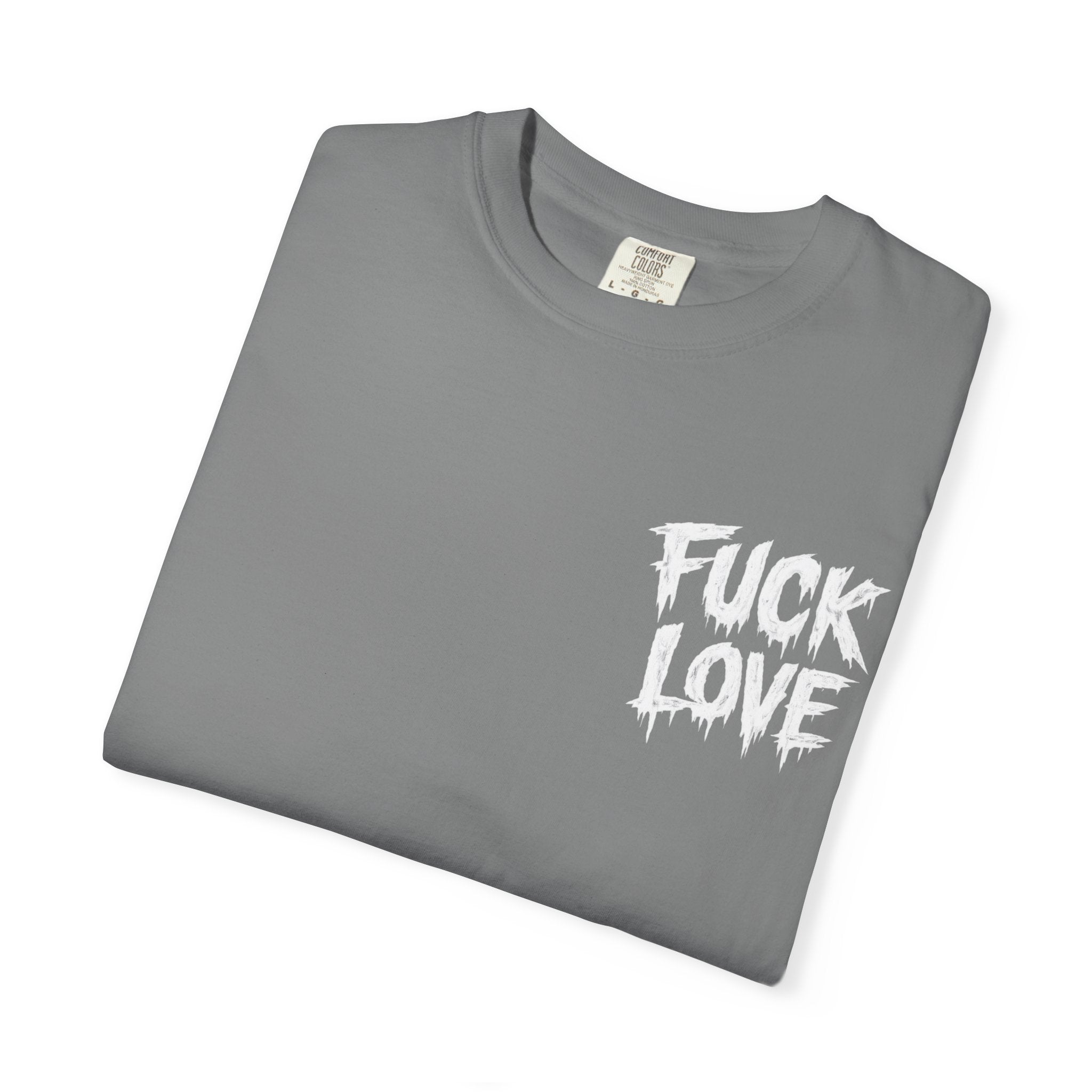 Fuck Love T-Shirt — Streetwear Graphic Tee with Grim Reaper Holding Broken Heart