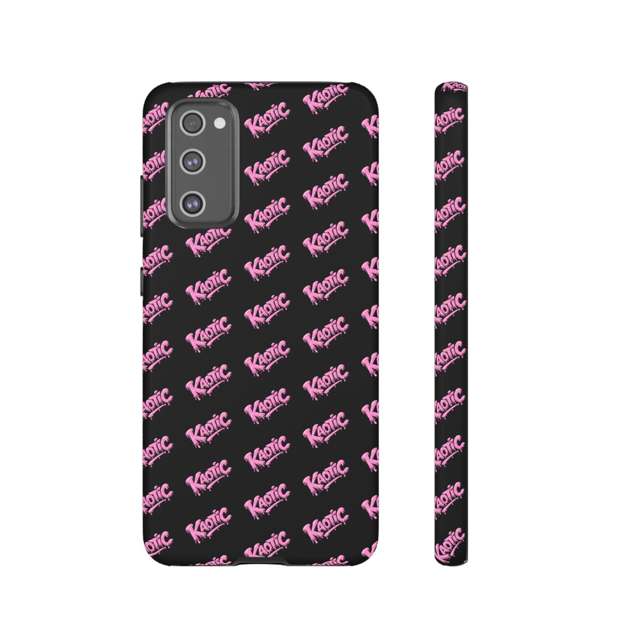 Phone Case — Black & Pink Repeating 'Krazie' Logo Protective Case