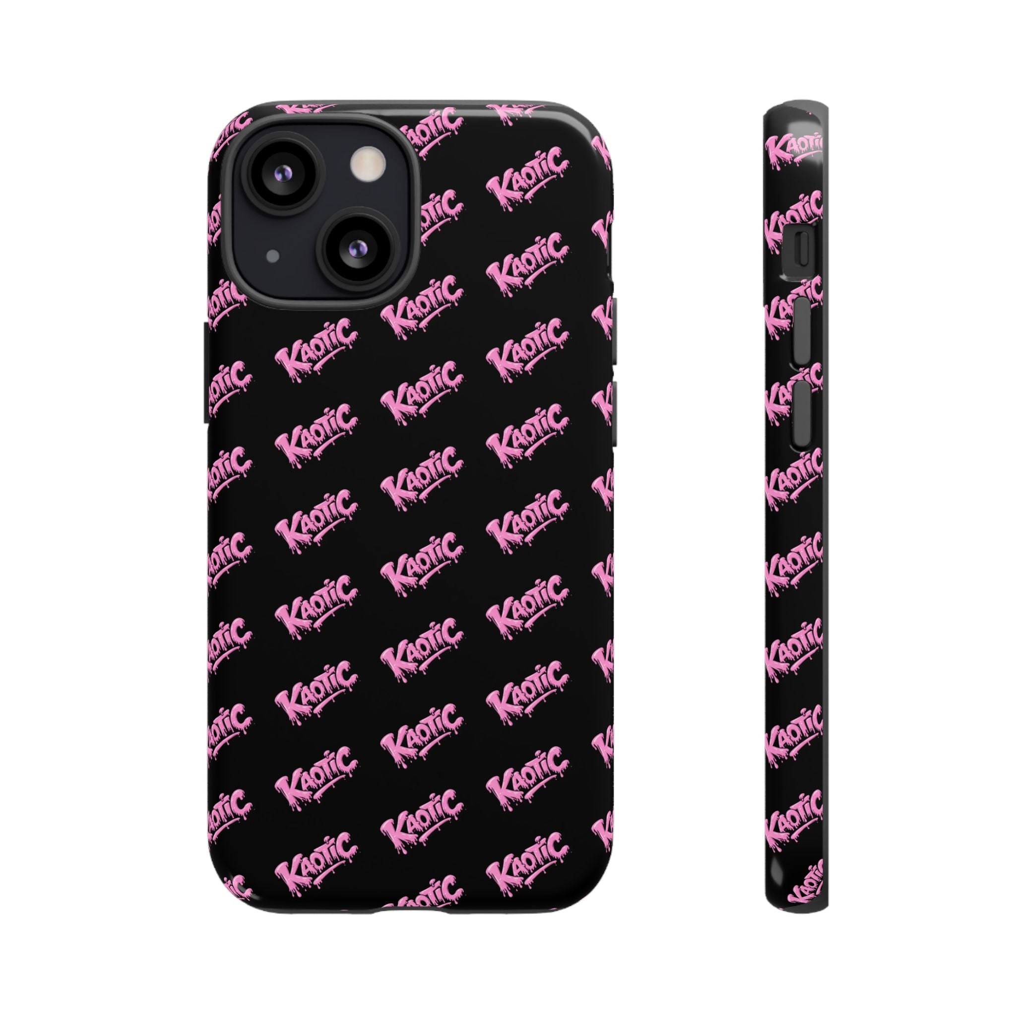 Phone Case — Black & Pink Repeating 'Krazie' Logo Protective Case