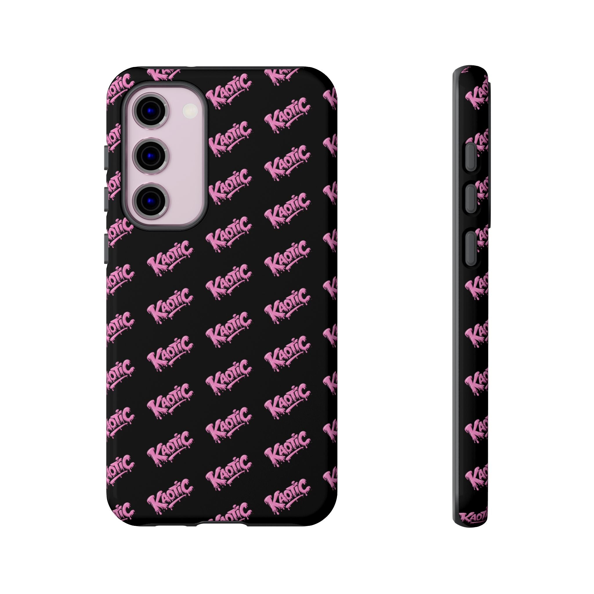 Phone Case — Black & Pink Repeating 'Krazie' Logo Protective Case