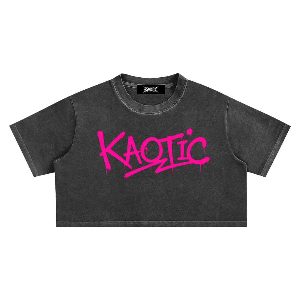 KAOTIC SNOW WASHED CROP TOP