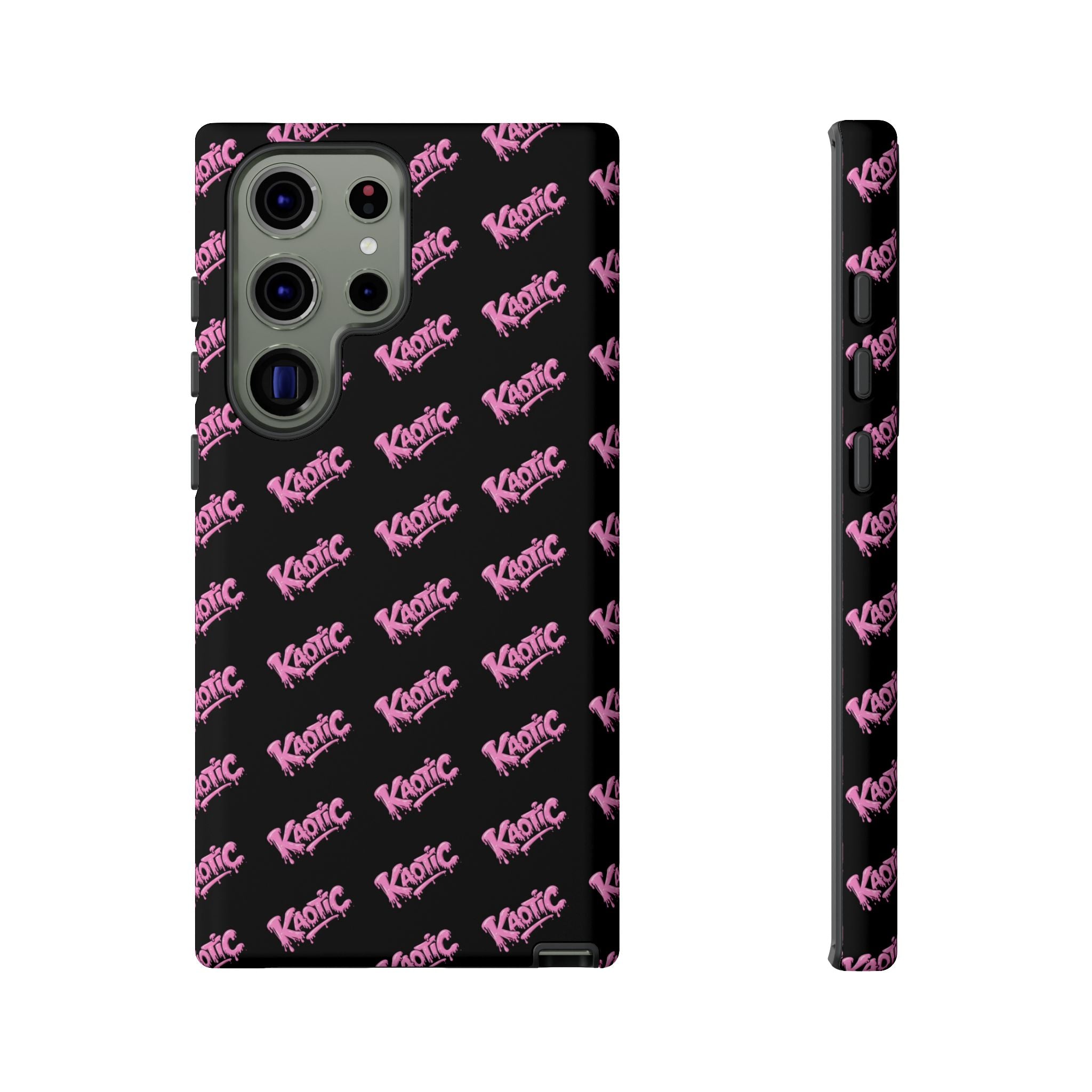 Phone Case — Black & Pink Repeating 'Krazie' Logo Protective Case