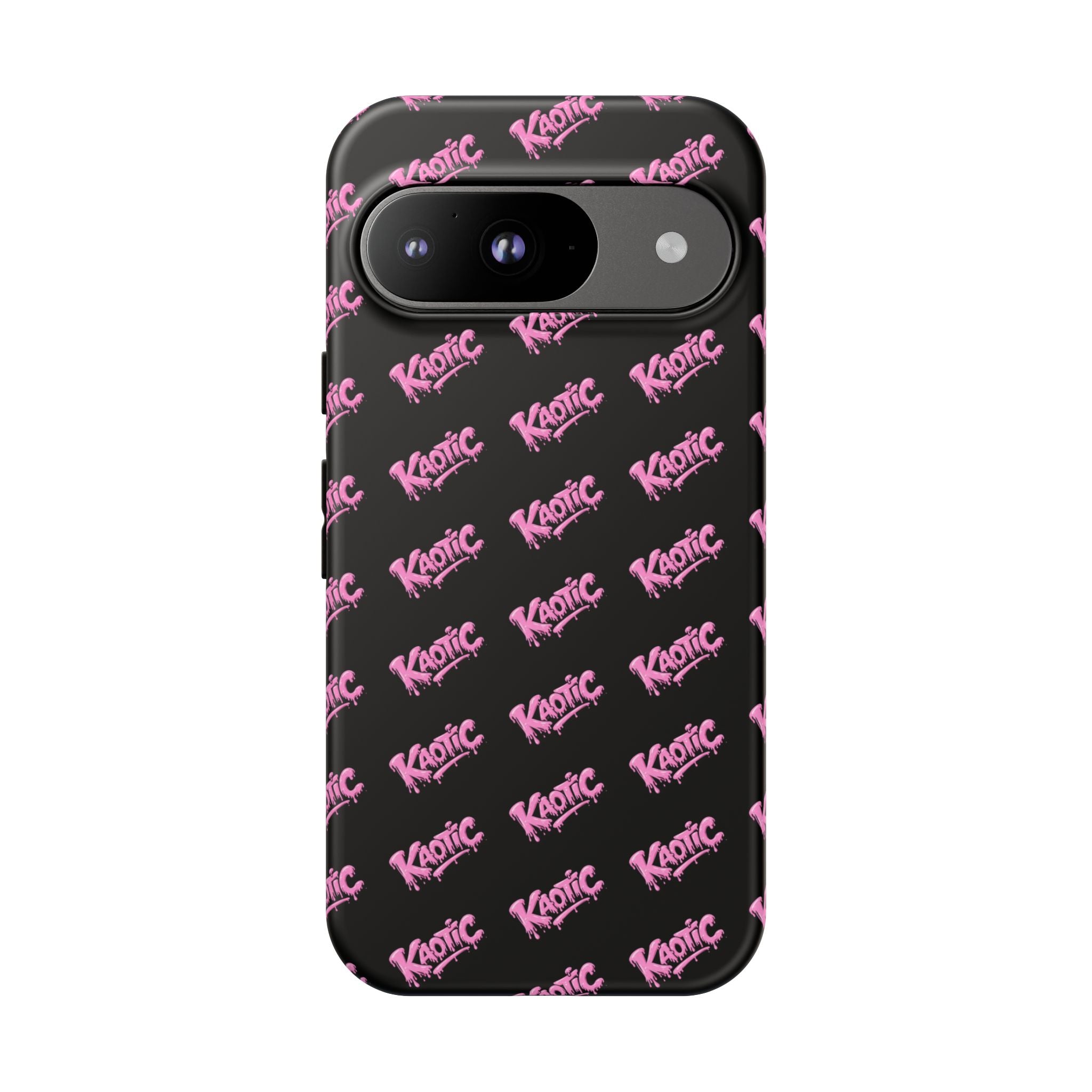 Phone Case — Black & Pink Repeating 'Krazie' Logo Protective Case