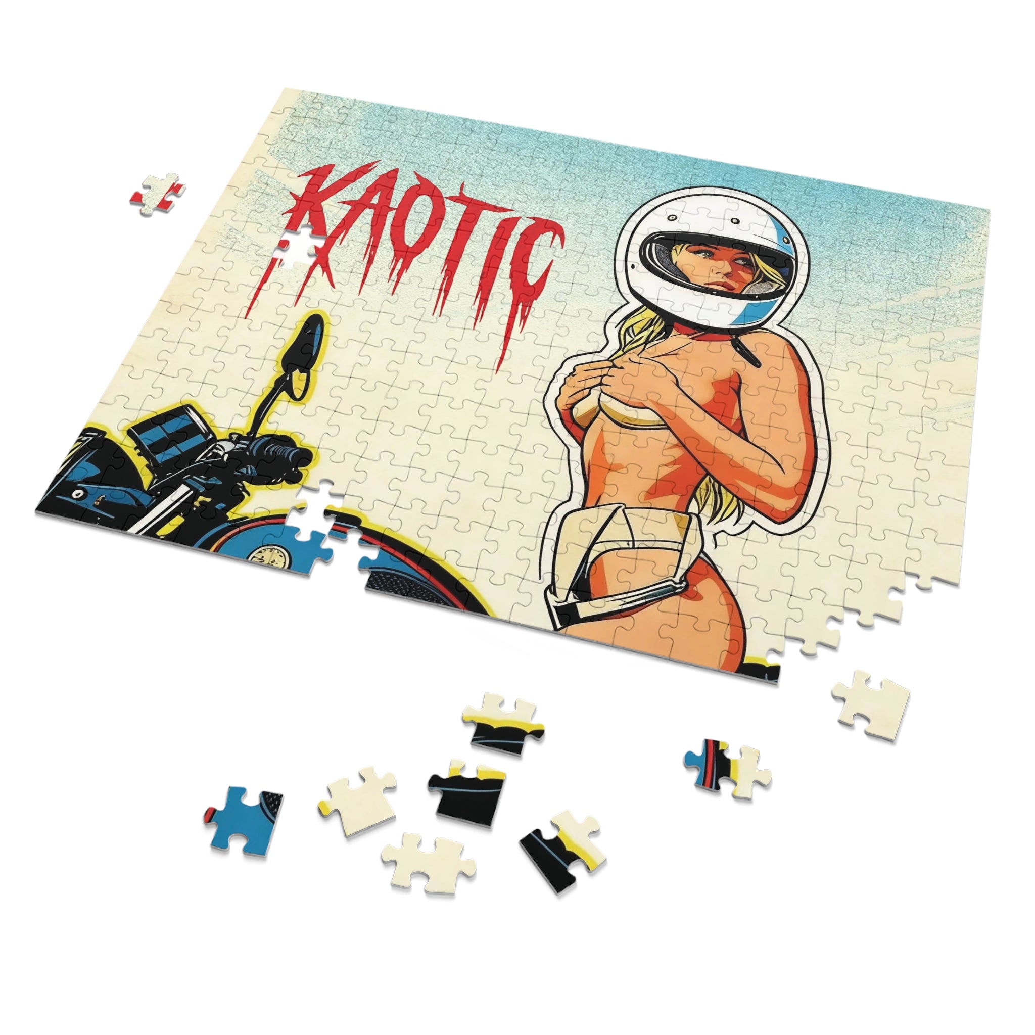 Kaotic Helmet Girl Jigsaw Puzzle with Tin - 500pc Retro Biker Pinup