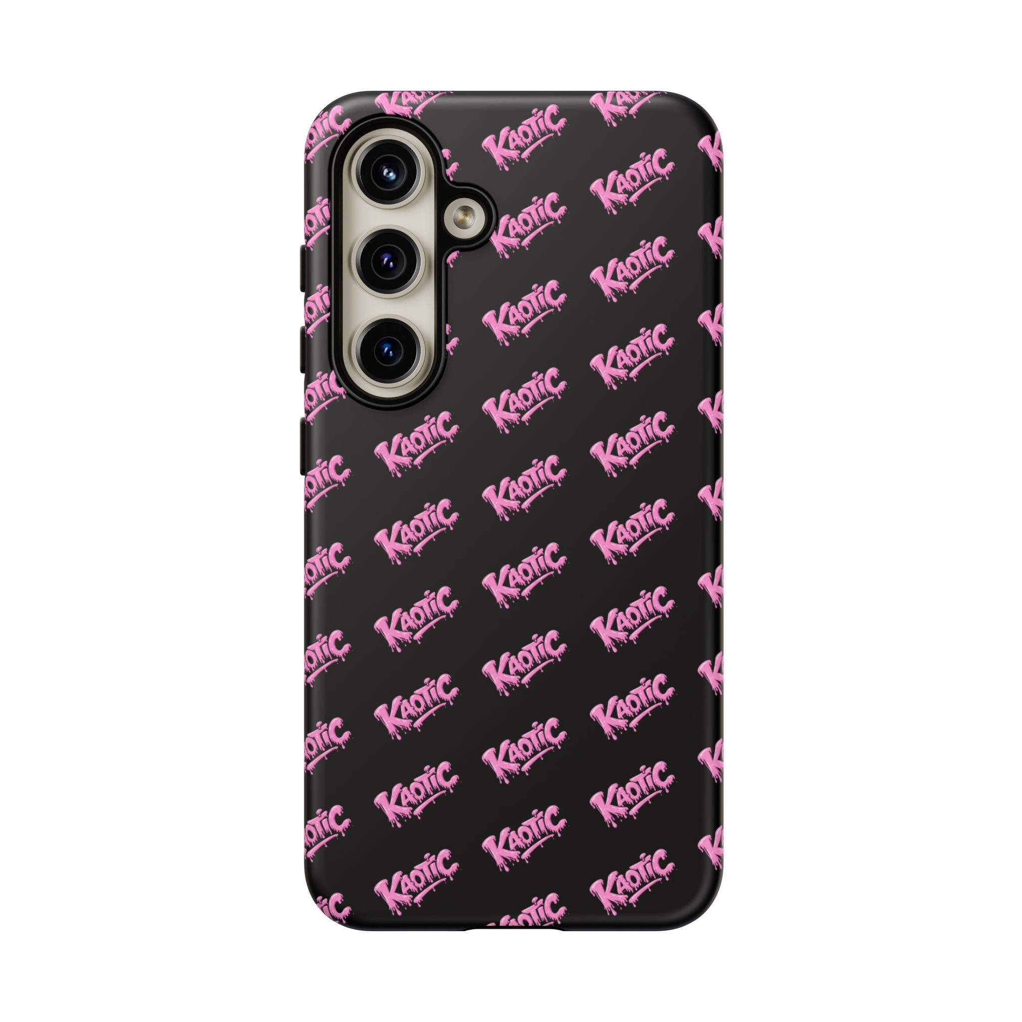 Phone Case — Black & Pink Repeating 'Krazie' Logo Protective Case
