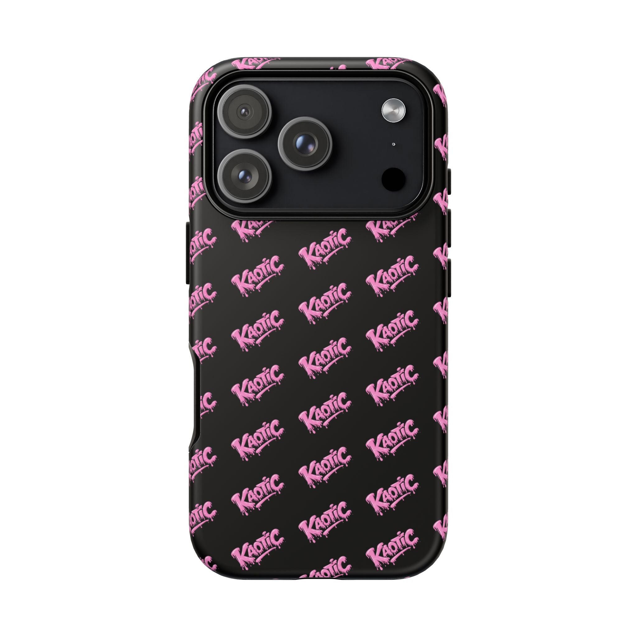 Phone Case — Black & Pink Repeating 'Krazie' Logo Protective Case