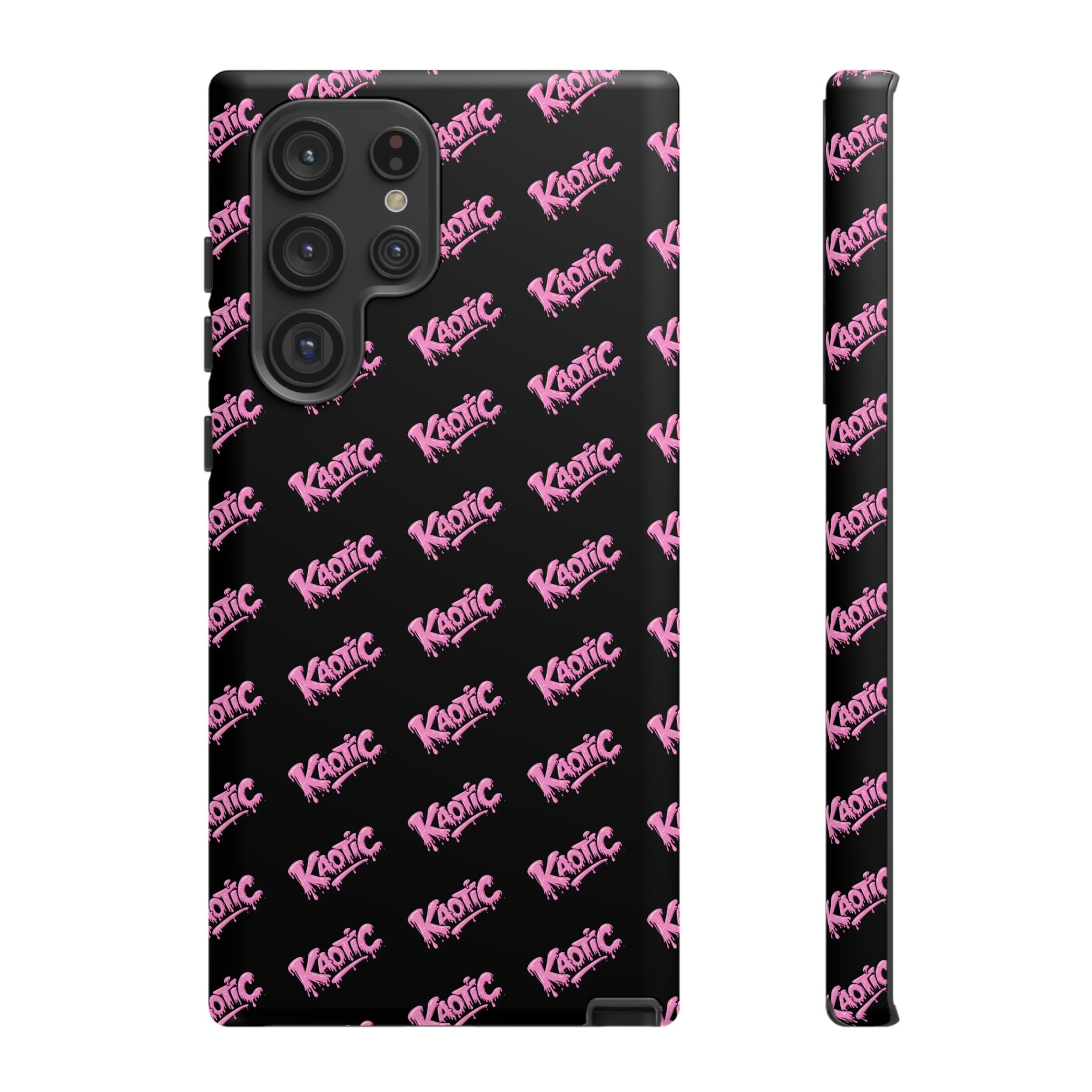 Phone Case — Black & Pink Repeating 'Krazie' Logo Protective Case