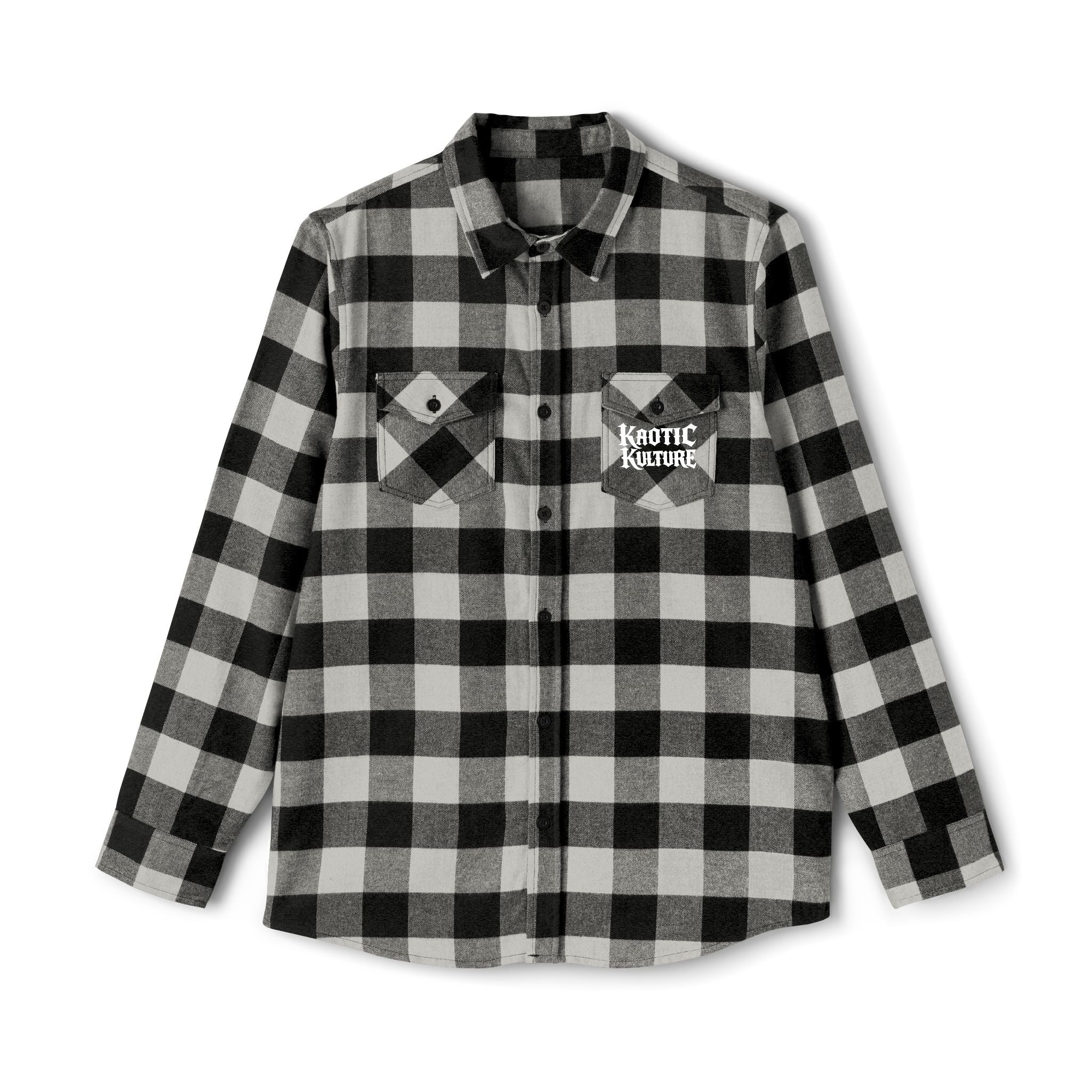 Knotic Kulture Plaid Flannel Shirt — Gothic Logo Buffalo Check Button-Up