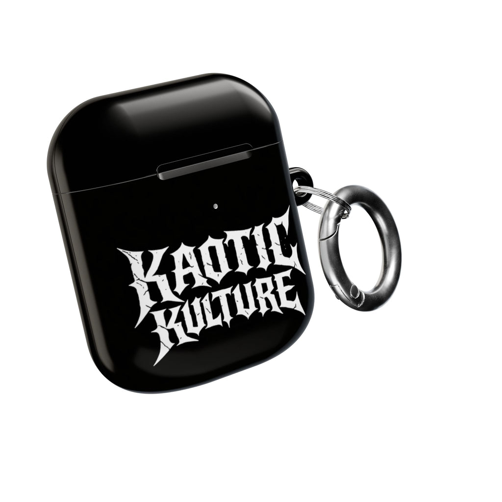 Kaotic Kulture AirPod Case — Black Gothic Script Protective Cover