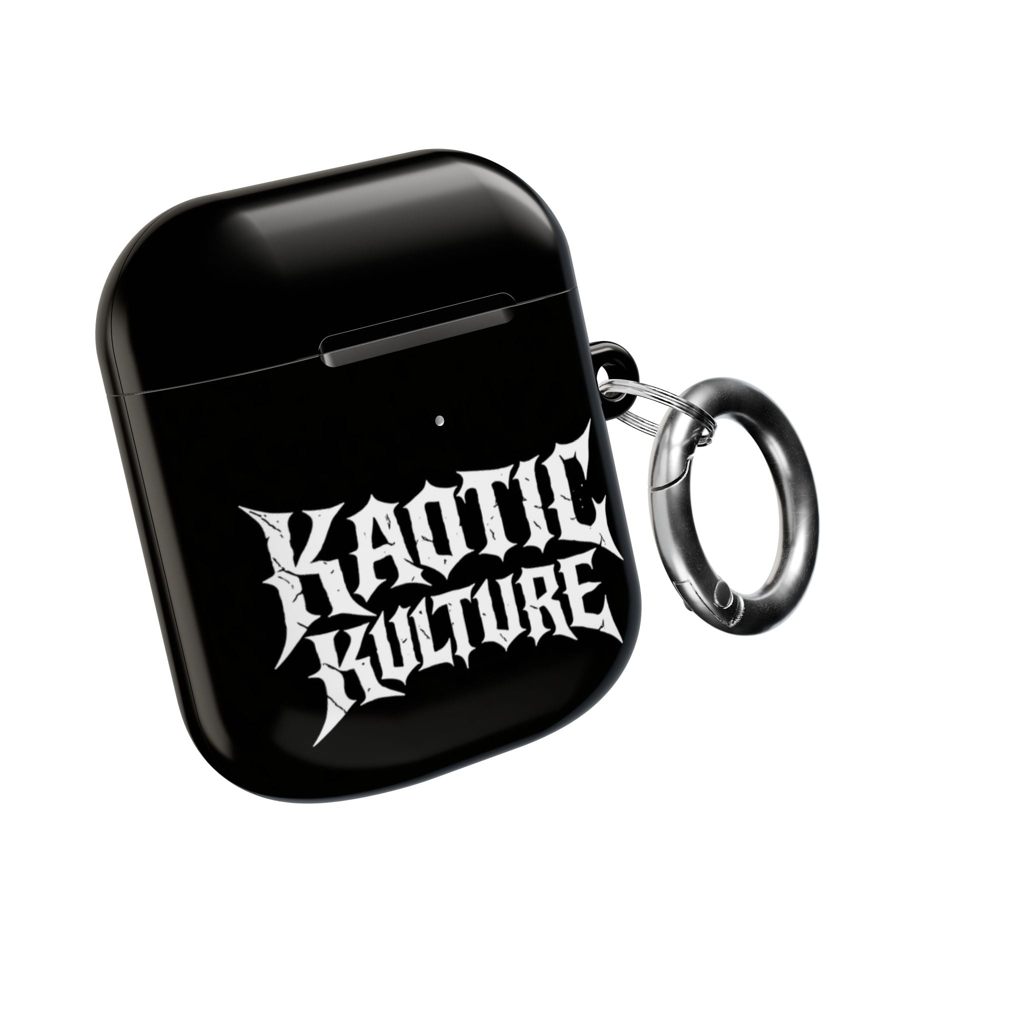 Kaotic Kulture AirPod Case — Black Gothic Script Protective Cover