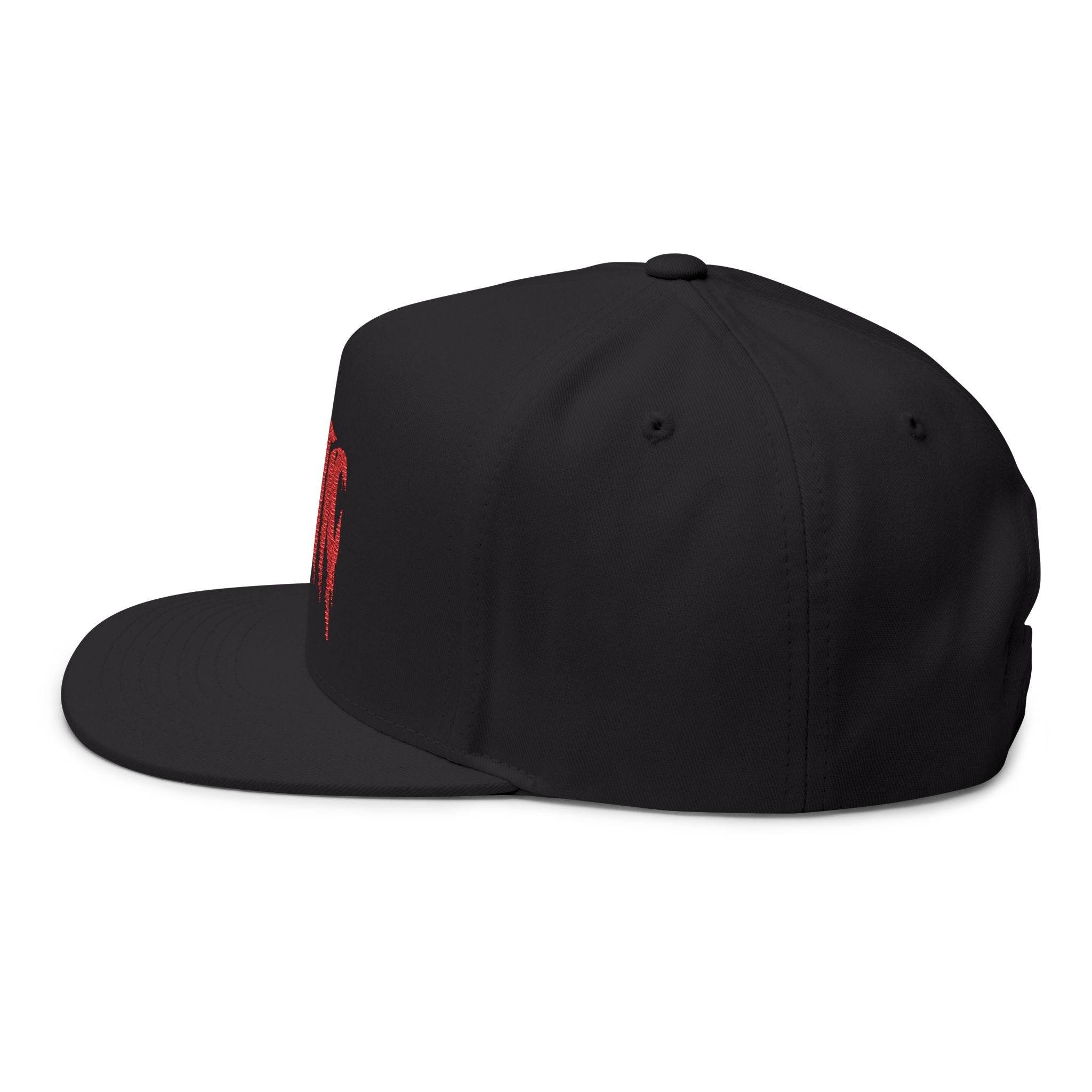 Kaotic Red Drip Embroidered Flat Bill Cap