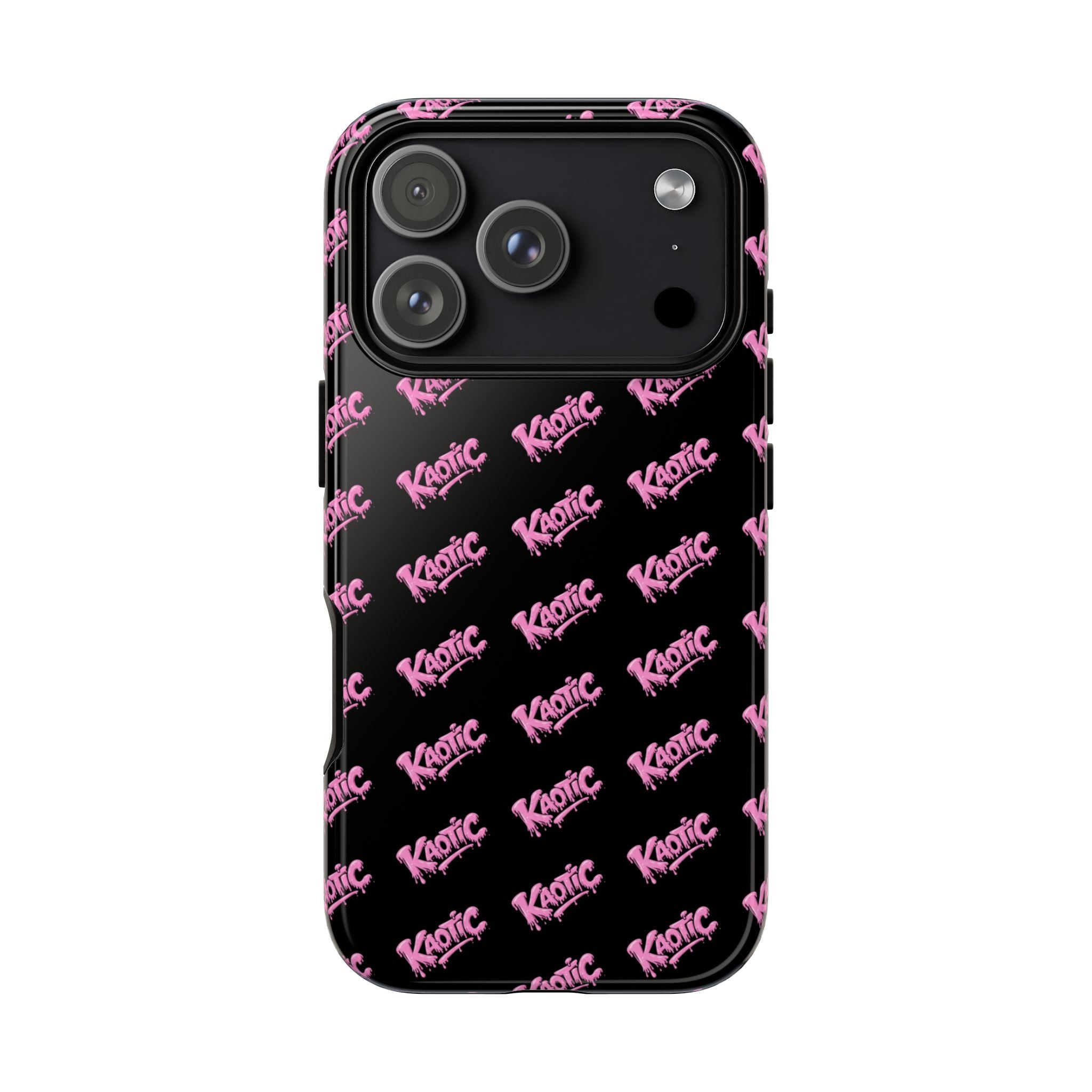 Phone Case — Black & Pink Repeating 'Krazie' Logo Protective Case