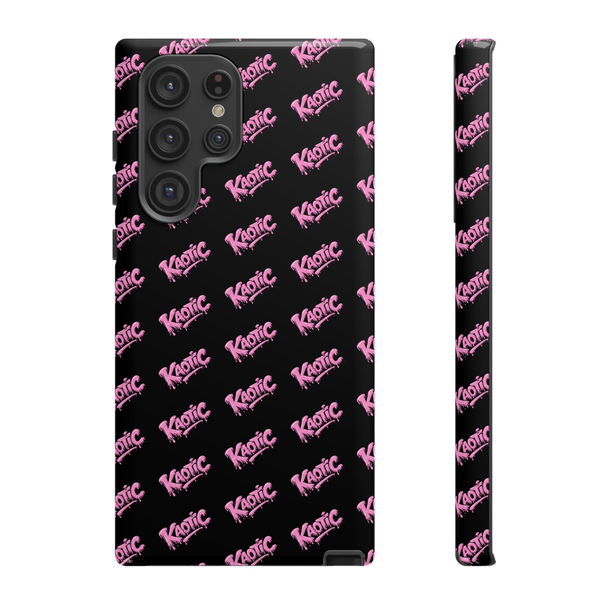 Phone Case — Black & Pink Repeating 'Krazie' Logo Protective Case