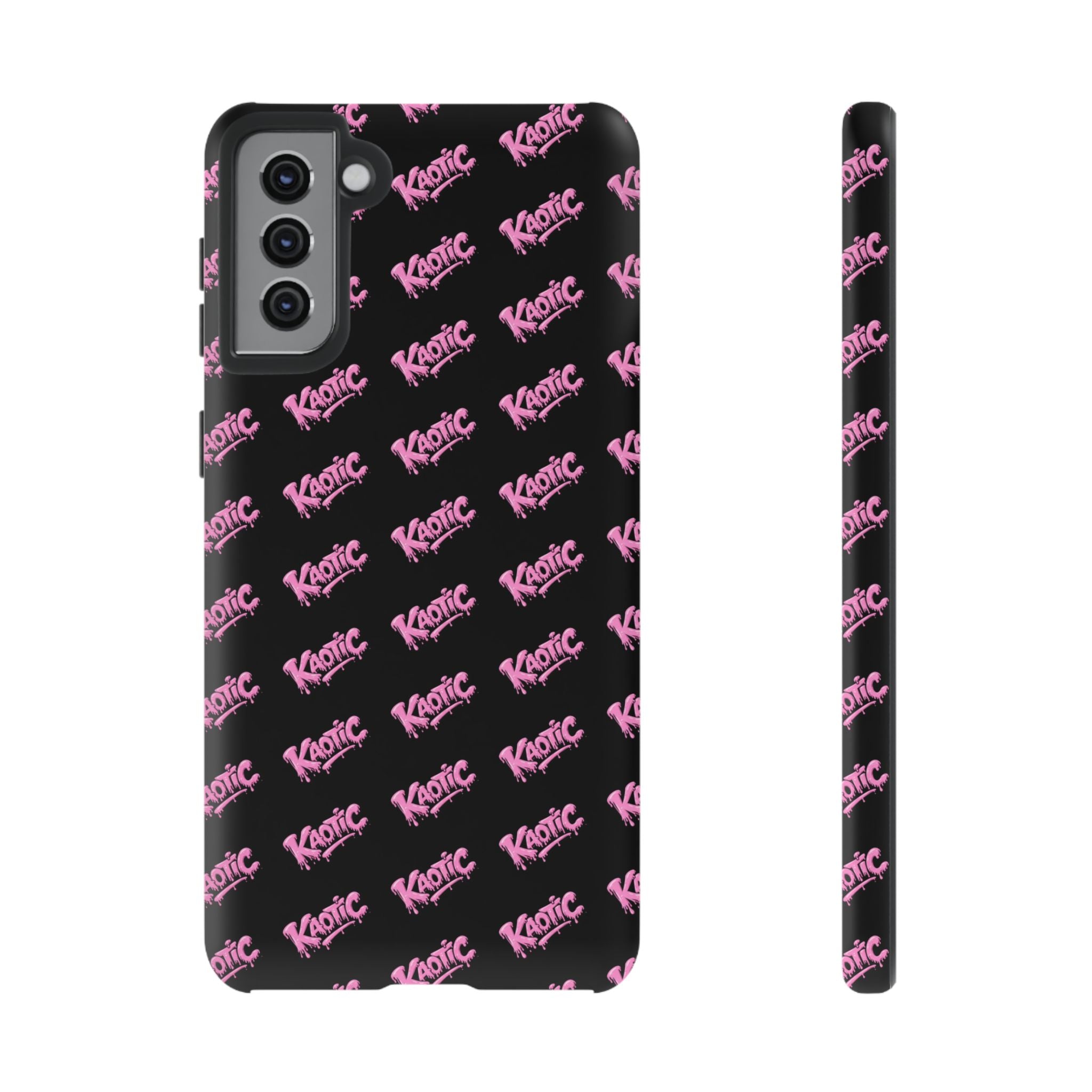 Phone Case — Black & Pink Repeating 'Krazie' Logo Protective Case