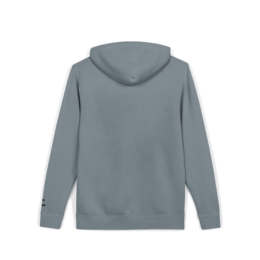 Minimal 'Koustic Nature' Pigment-Dyed Hoodie – Soft Vintage Blue