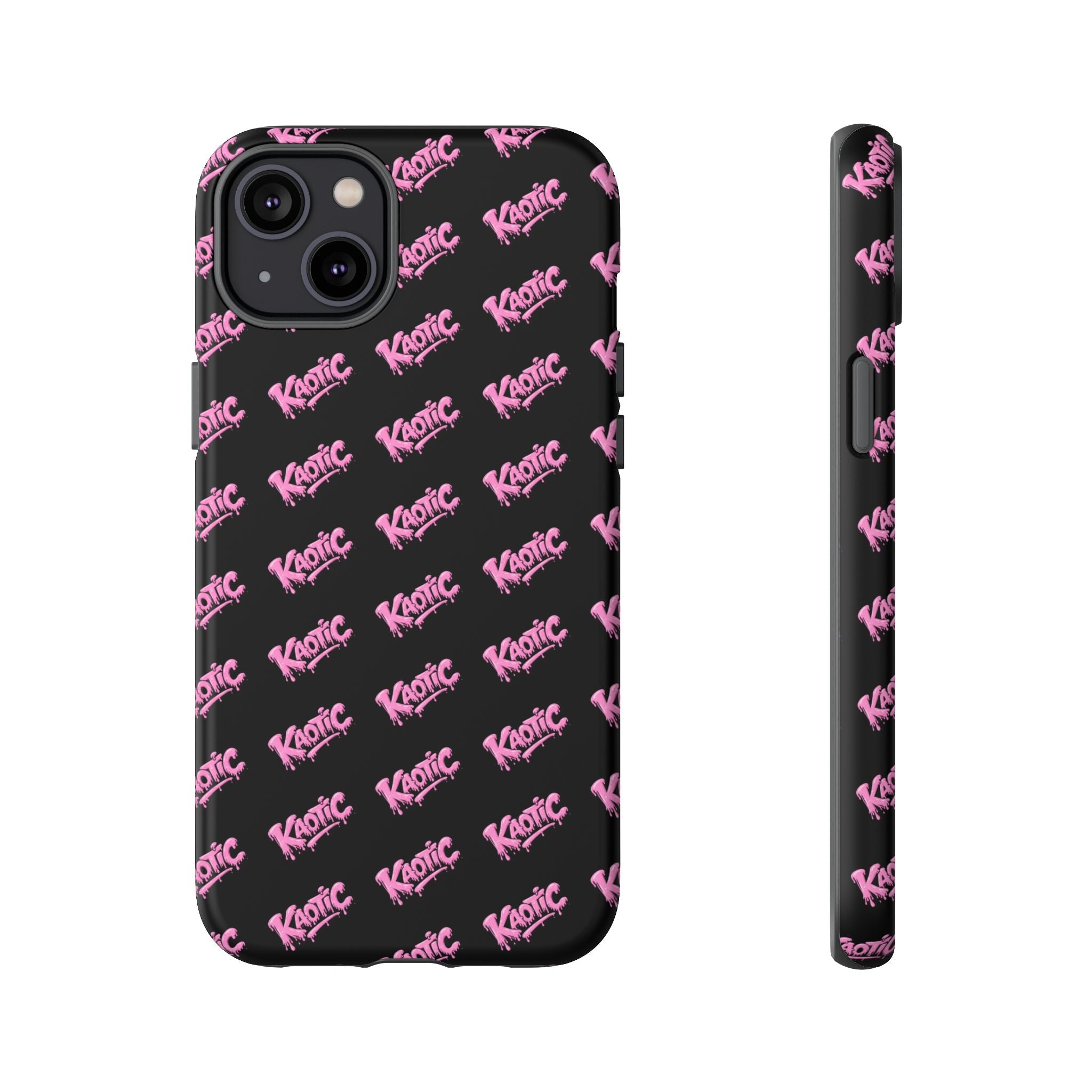 Phone Case — Black & Pink Repeating 'Krazie' Logo Protective Case