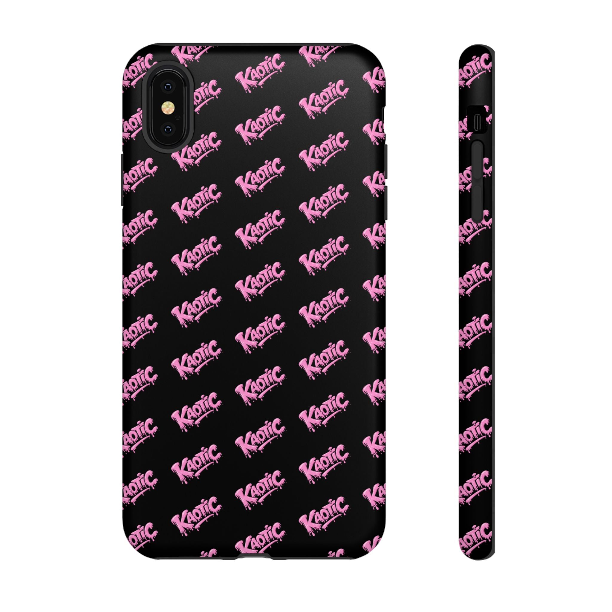 Phone Case — Black & Pink Repeating 'Krazie' Logo Protective Case