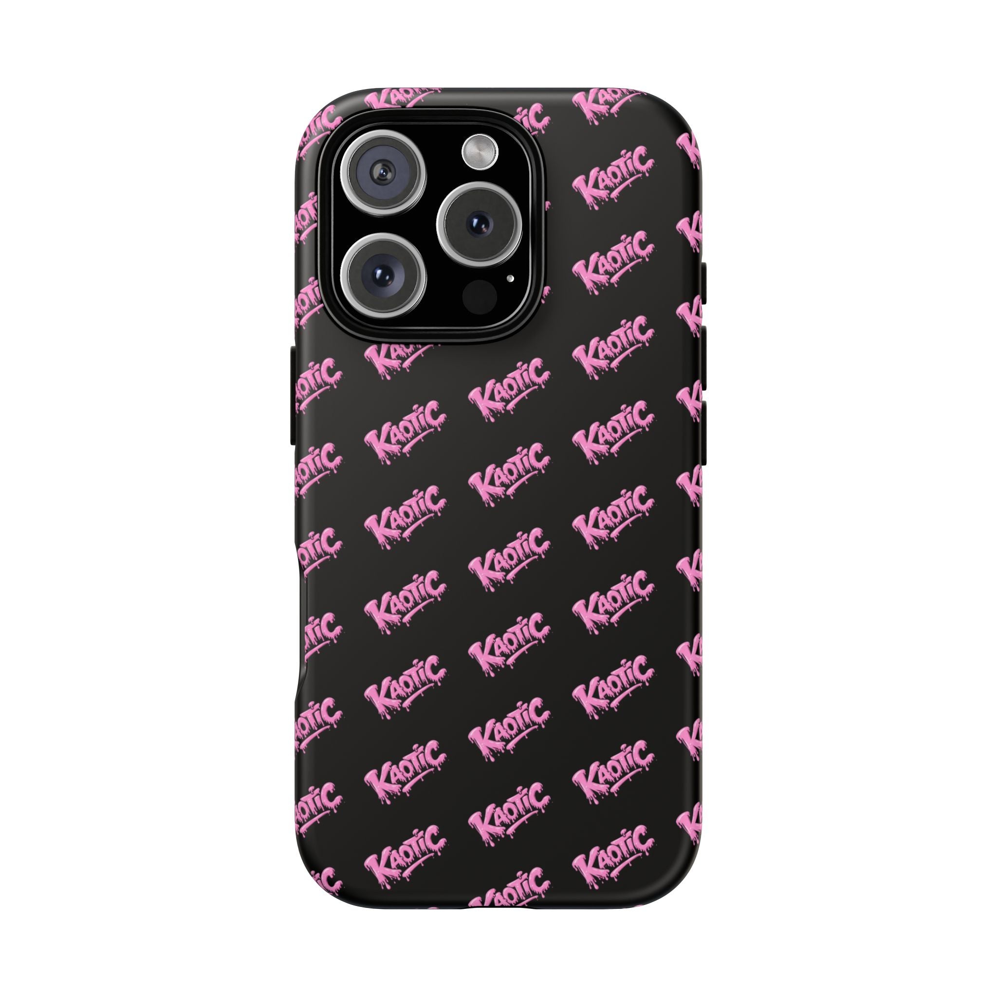 Phone Case — Black & Pink Repeating 'Krazie' Logo Protective Case