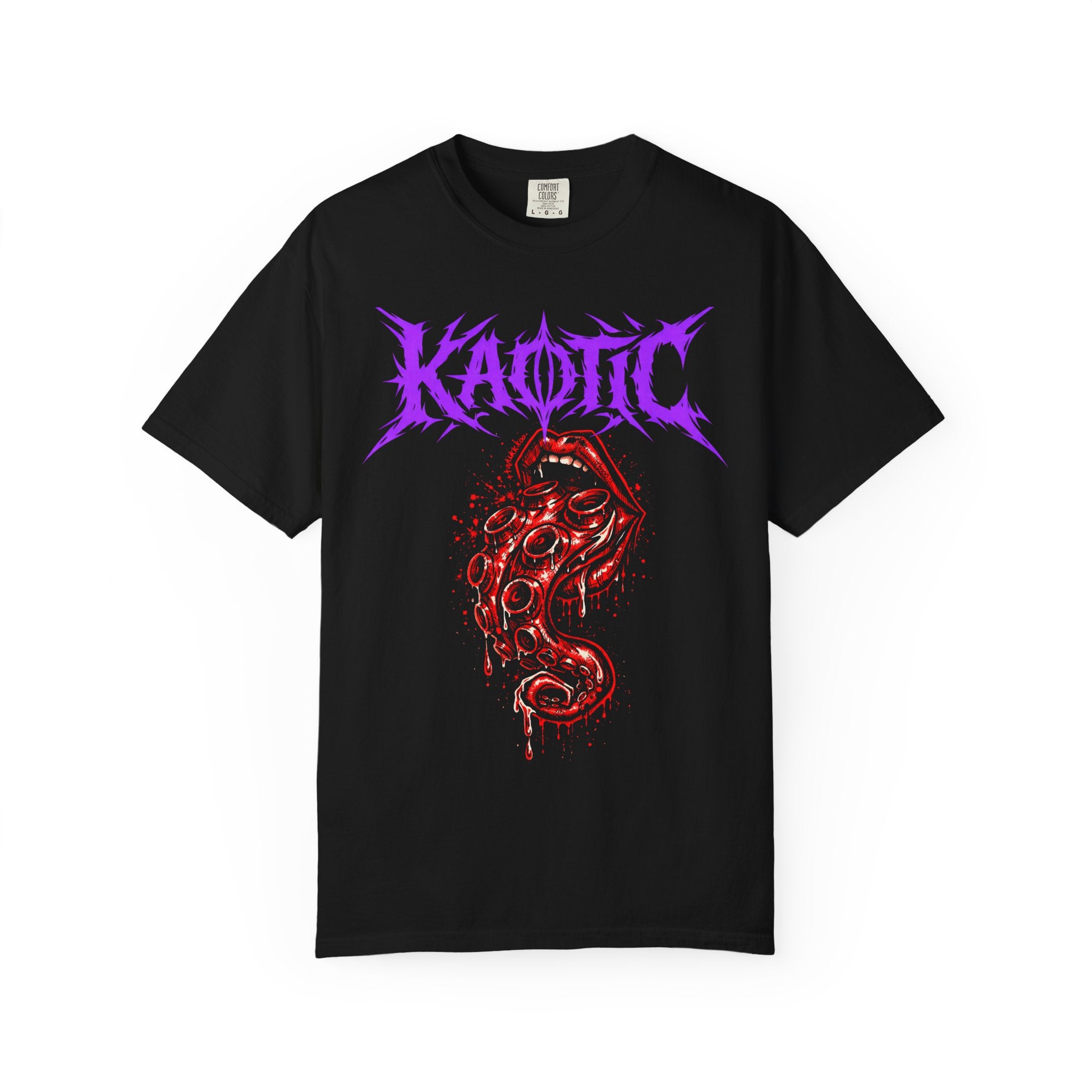 Kaotic Octopus Graphic T-Shirt — Red Tentacle Metal Band Tee